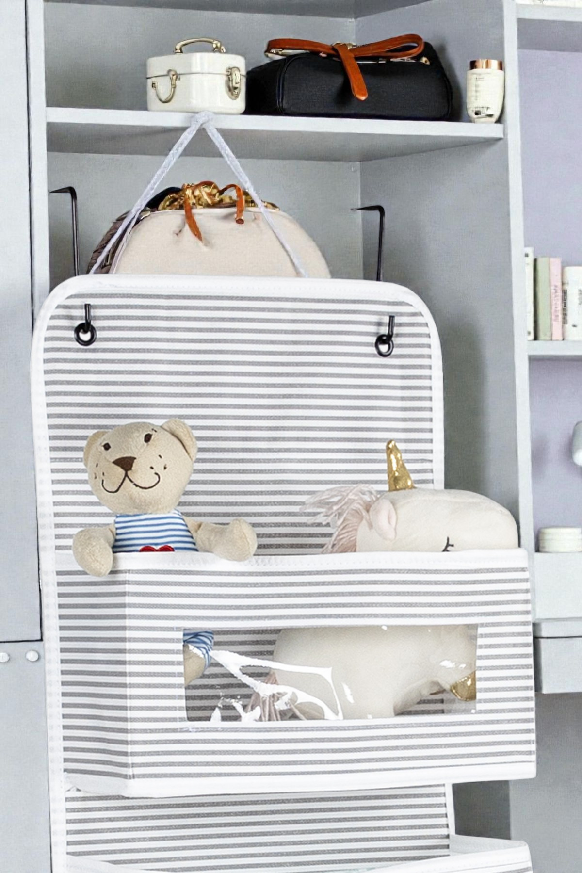 6 Katlı Bebek & Çocuk Odası Banyo Raf Düzenleyici Hurç Gri 6