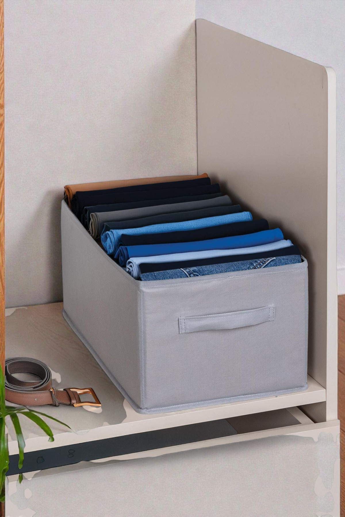 Pantolon & Kıyafet Dolap Düzenleyici Organizer Hurç Açık Gri 4