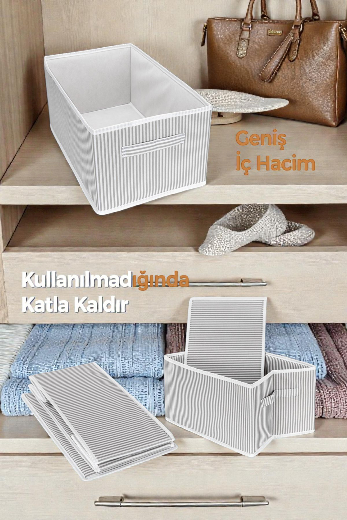 Tişört, Gömlek Ve Pantolon Dolap Düzenleyici Organizer Gri 3