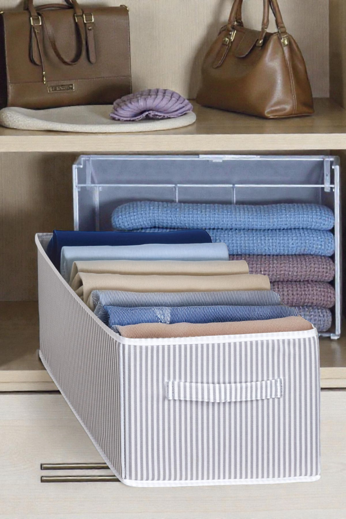Tişört, Gömlek Ve Pantolon Dolap Düzenleyici Organizer Gri 5