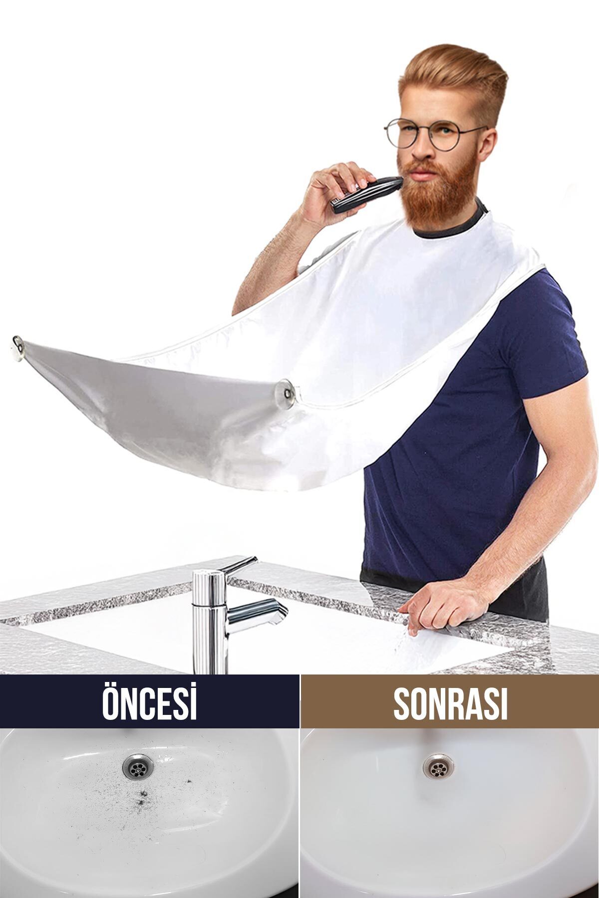 Erkek Tıraş Önlüğü 100x70 cm – Vantuzlu Sakal Kesim Önlüğü 5