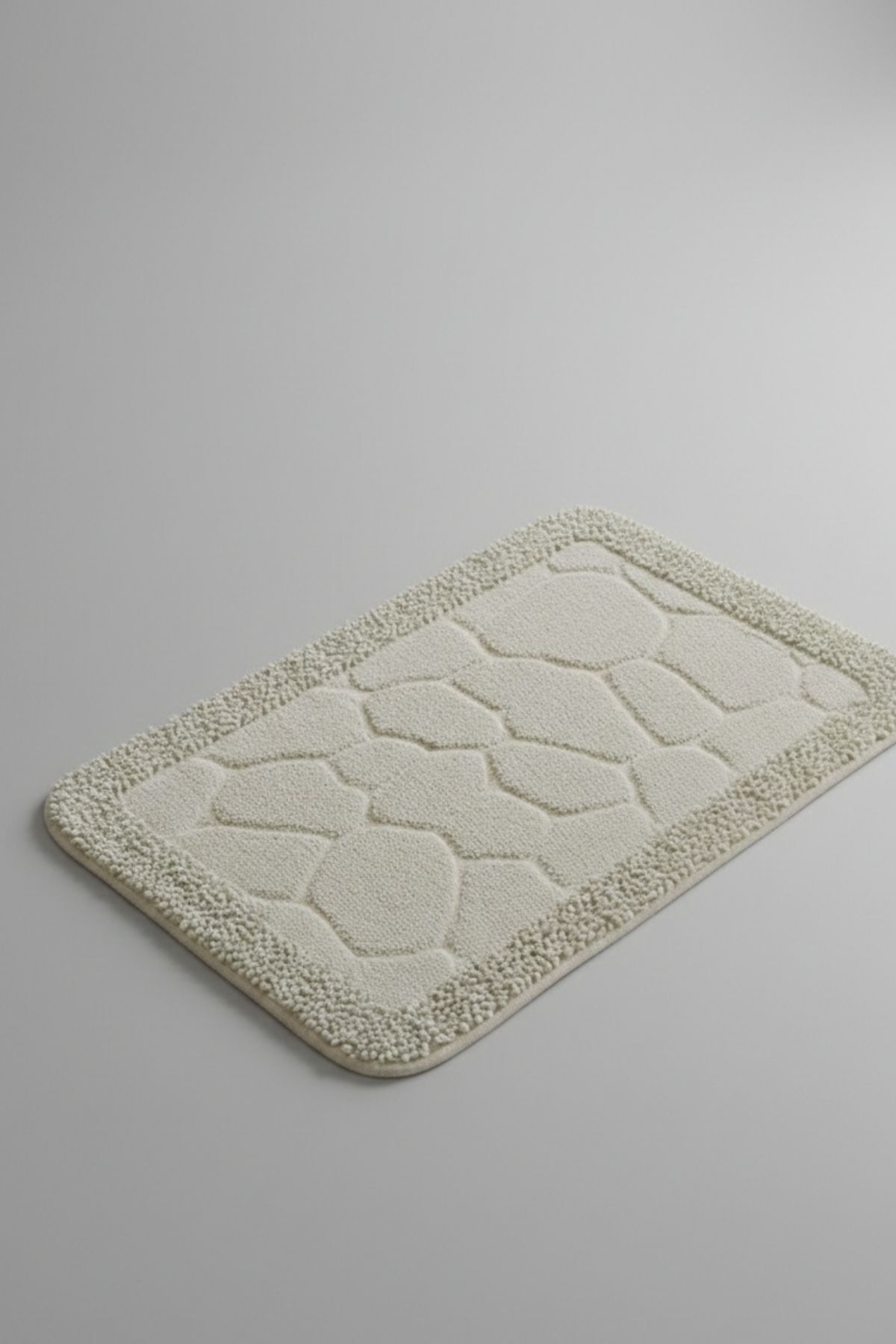 %100 Pamuk Desenli Banyo Paspası - Ayak Havlusu 50x60 Bej 6