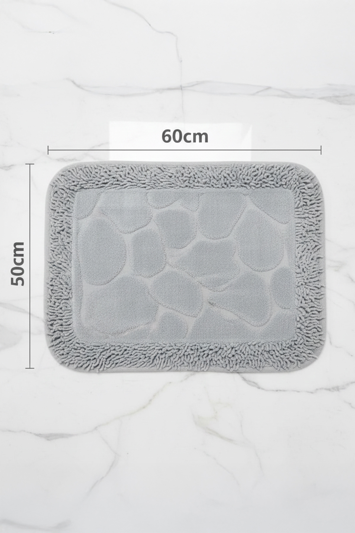 %100 Pamuk Desenli Banyo Paspası - Ayak Havlusu 50x60 Gri 4