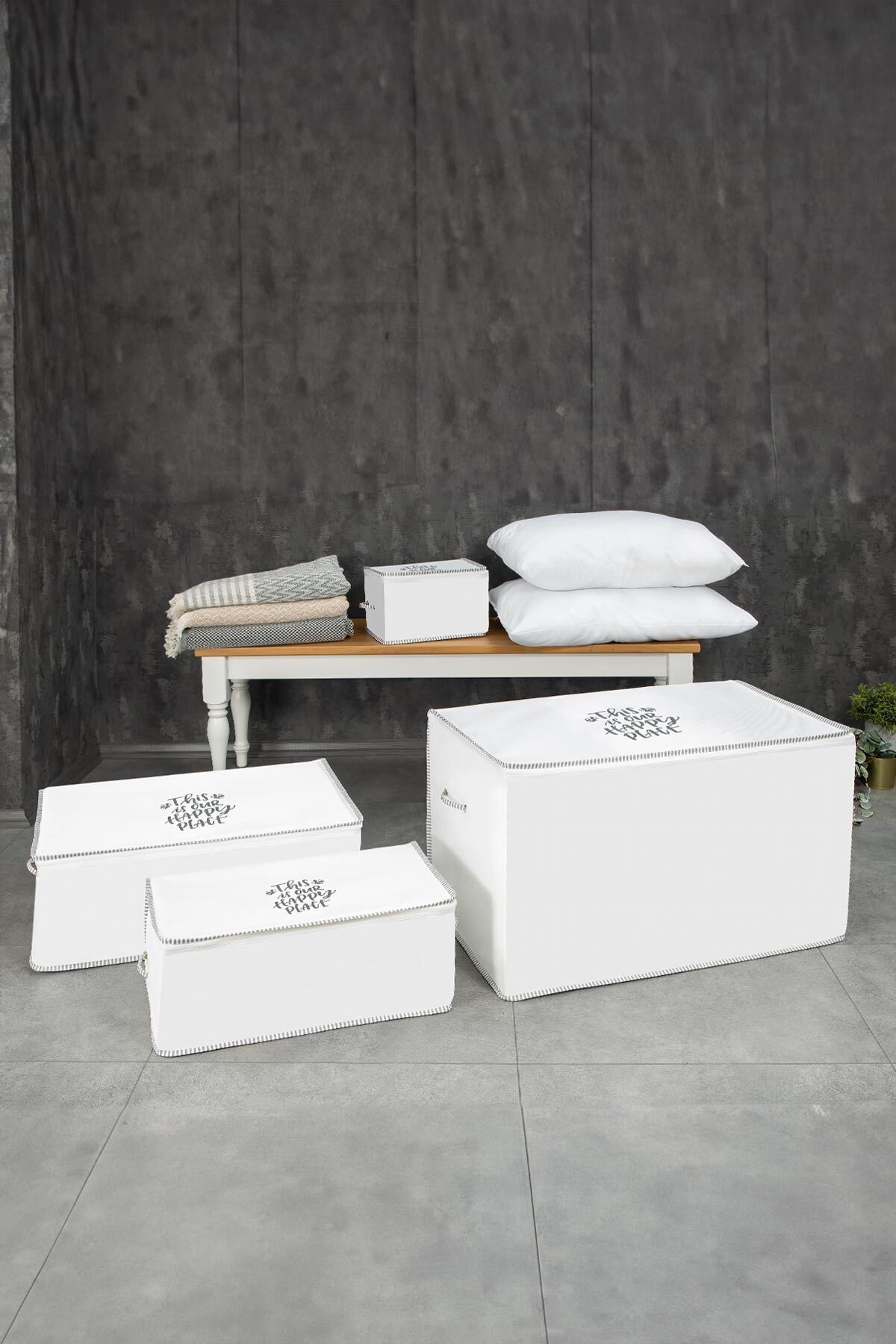3'lü Set İpli Baza Hurcu 65 X 30 X 20 Cm. Gri 6