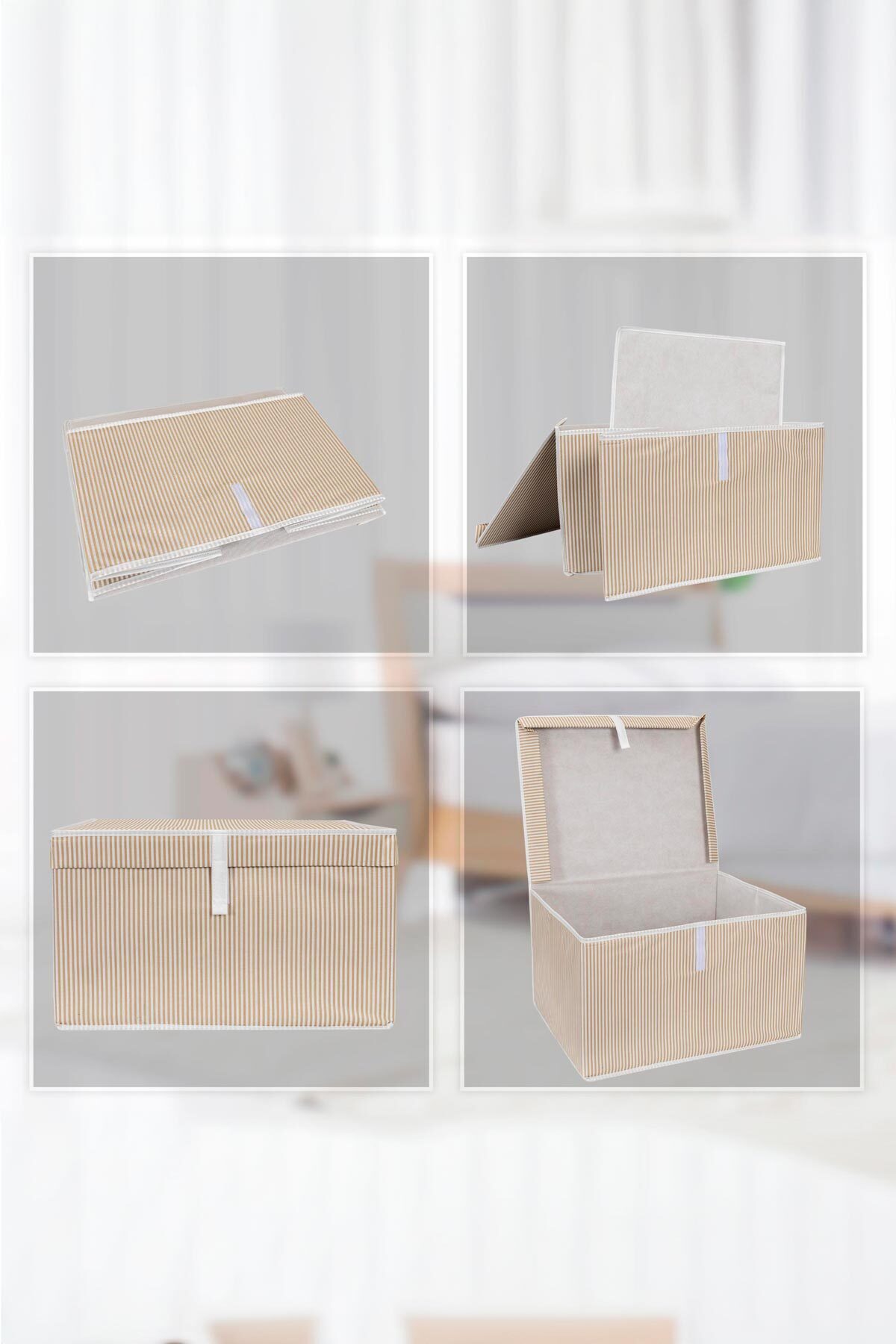 3'lü Çok Amaçlı Kutu Mega Plus Kahverengi Çizgili 70x40x30 Cm 3