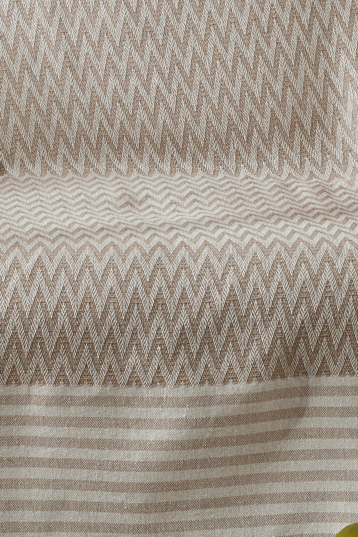 Premium Trio Natural Keten Çekyat-Koltuk Örtüsü Şalı Bej 3
