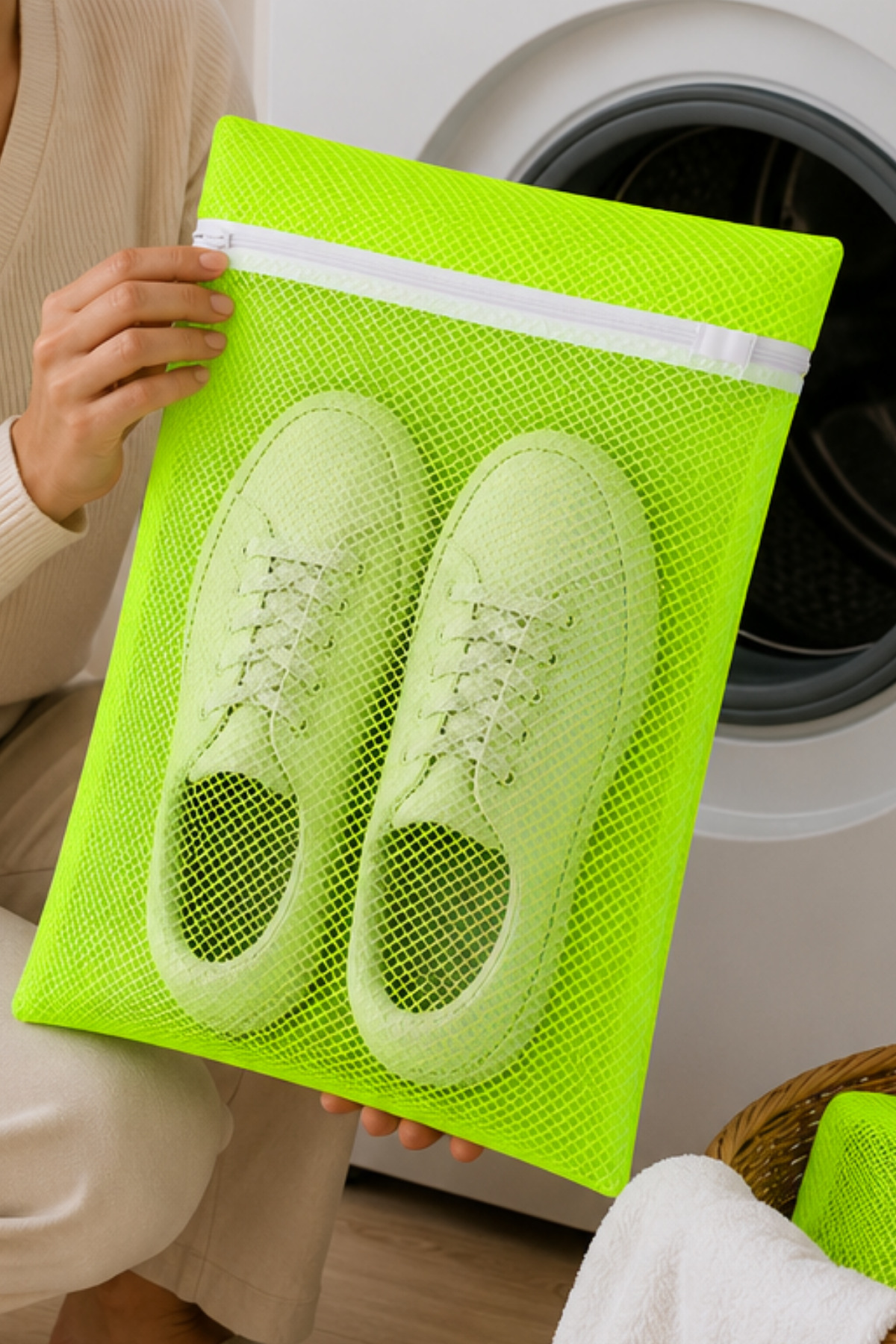 1 Adet Neon Sarı Fermuarlı Ayakkabı Yıkama Filesi 6