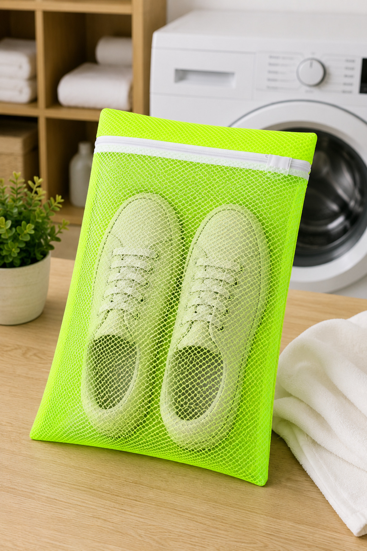 1 Adet Neon Sarı Fermuarlı Ayakkabı Yıkama Filesi 4