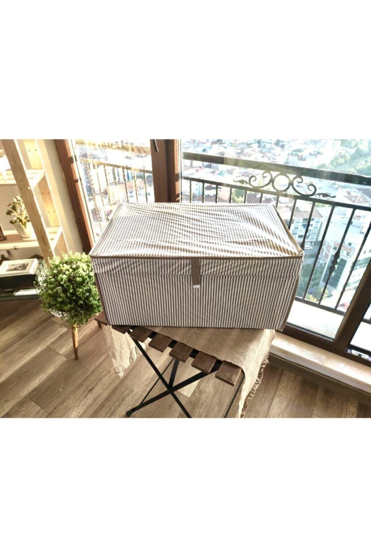 4 Adet - Kapaklı Çok Amaçlı ( Çamaşır-saklama-düzenleme Vb. ) Hurç, Kutu Mega 60x40x30 - Kahverengi 3