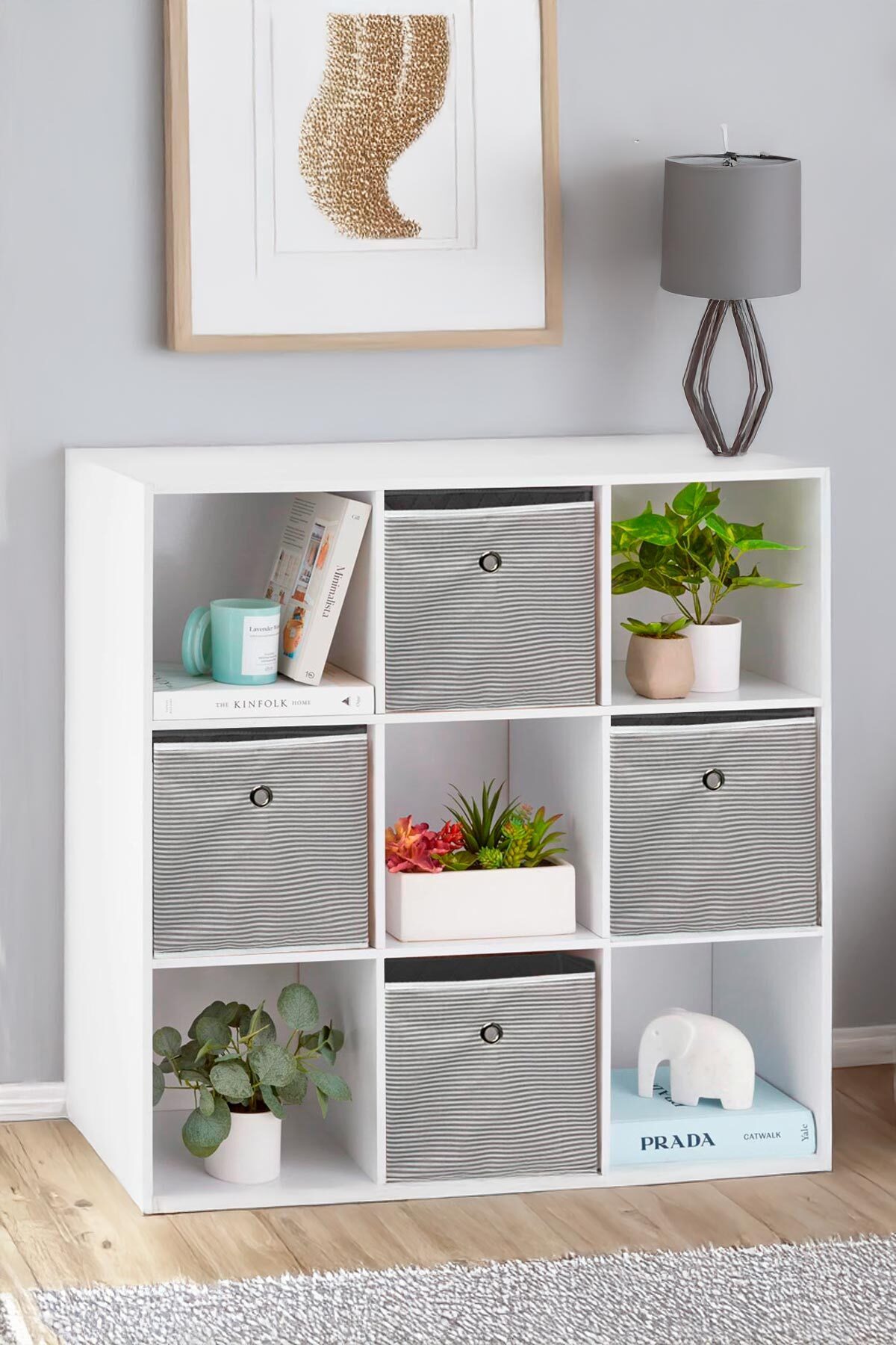4 Adet Raf Düzenleyici Organizer Kutu Hurç 30x30x30 gri 7