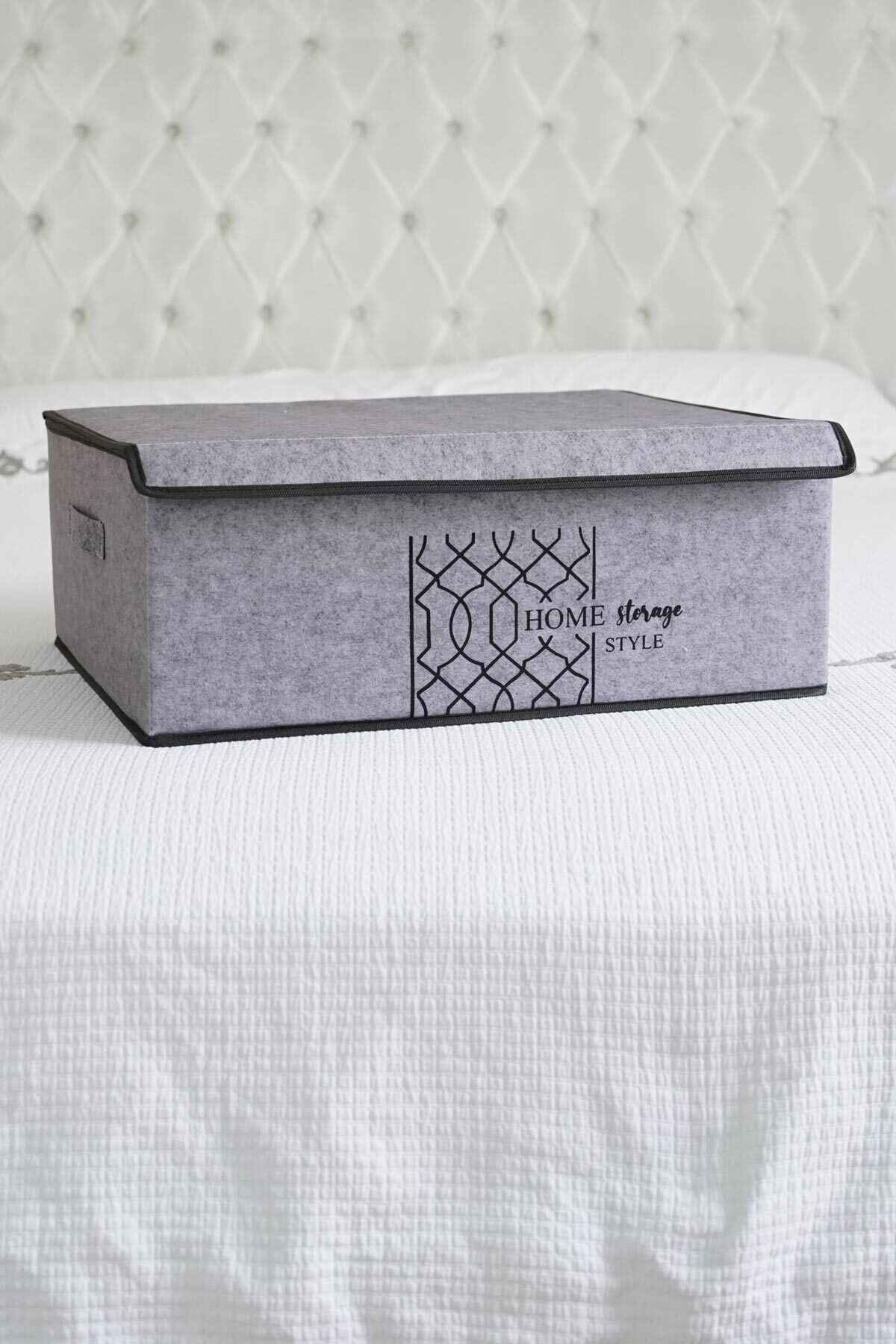 Baza Altı Keçe Kapaklı Organizer Kutu Hurç 50x40x19 GRİ 3