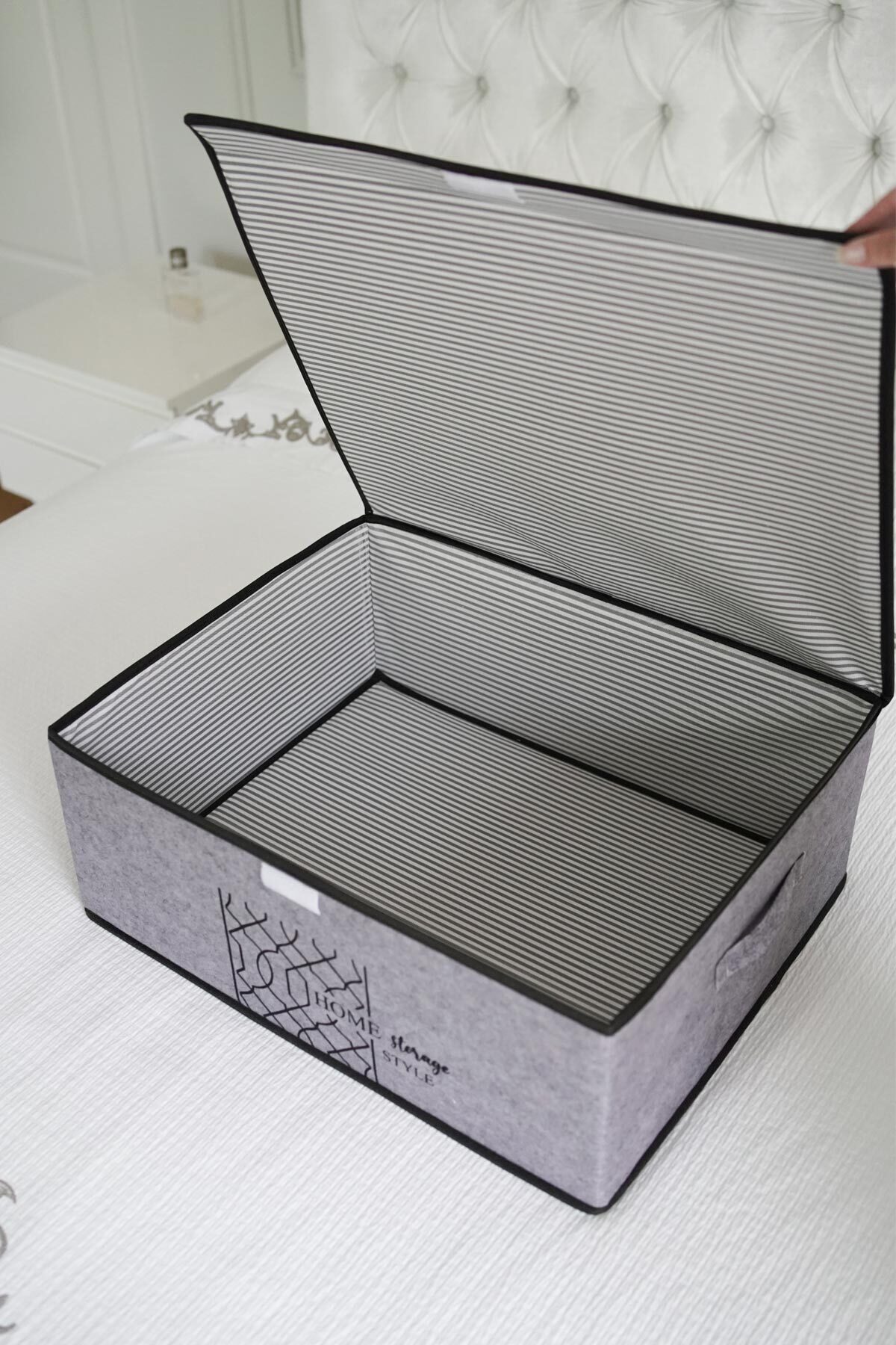Baza Altı Keçe Kapaklı Organizer Kutu Hurç 50x40x19 GRİ 5