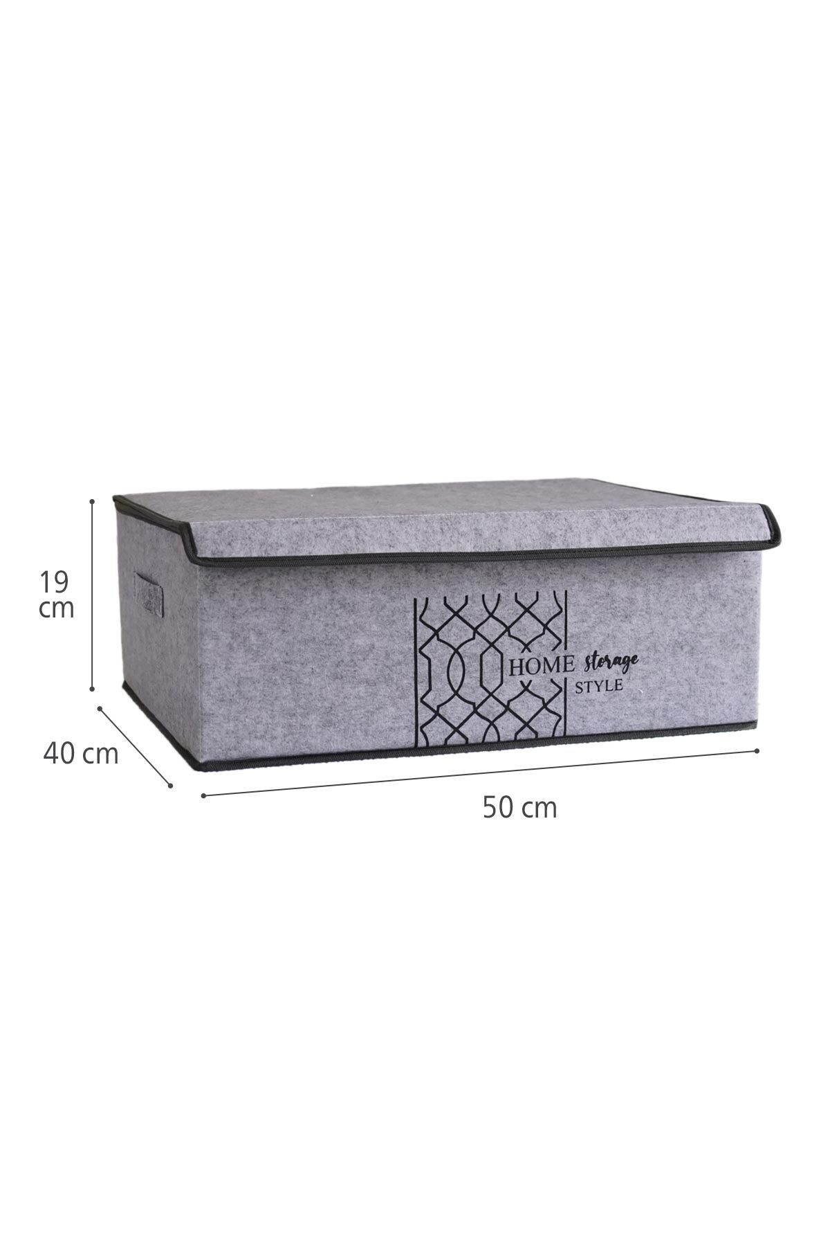 3 Adet Baza Altı Keçe Kapaklı Organizer Kutu Hurç 50x40x19 GRİ 6