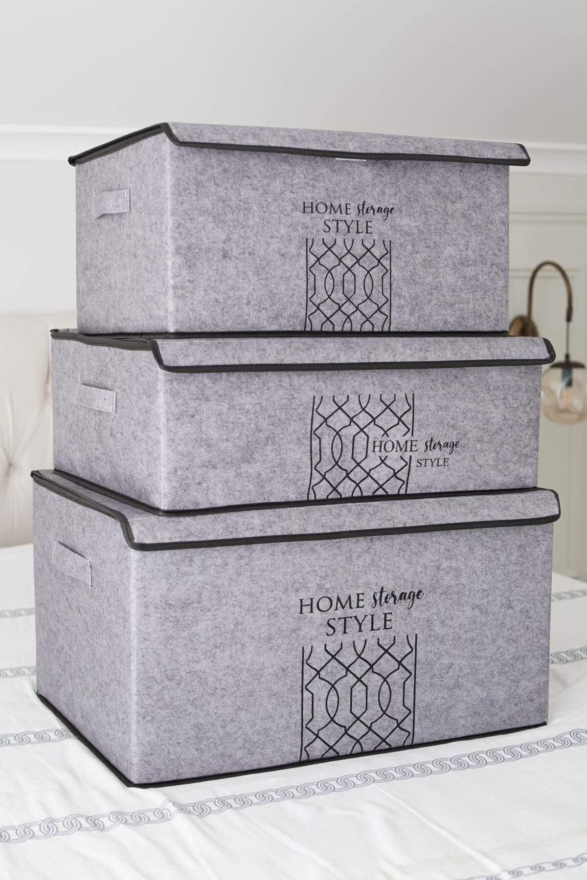 Keçe Kapaklı Düzenleyici Mega Kutu Hurç 57x41x31 GRİ 5