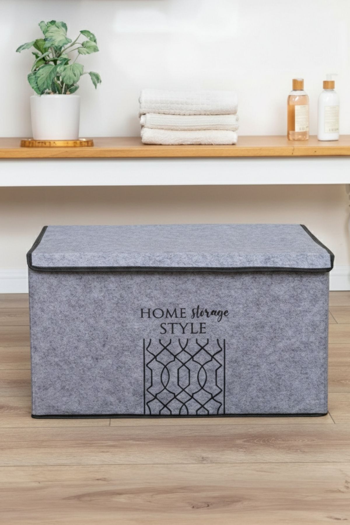 Keçe Kapaklı Düzenleyici Maxi Kutu Hurç GRİ 47x37x24 6