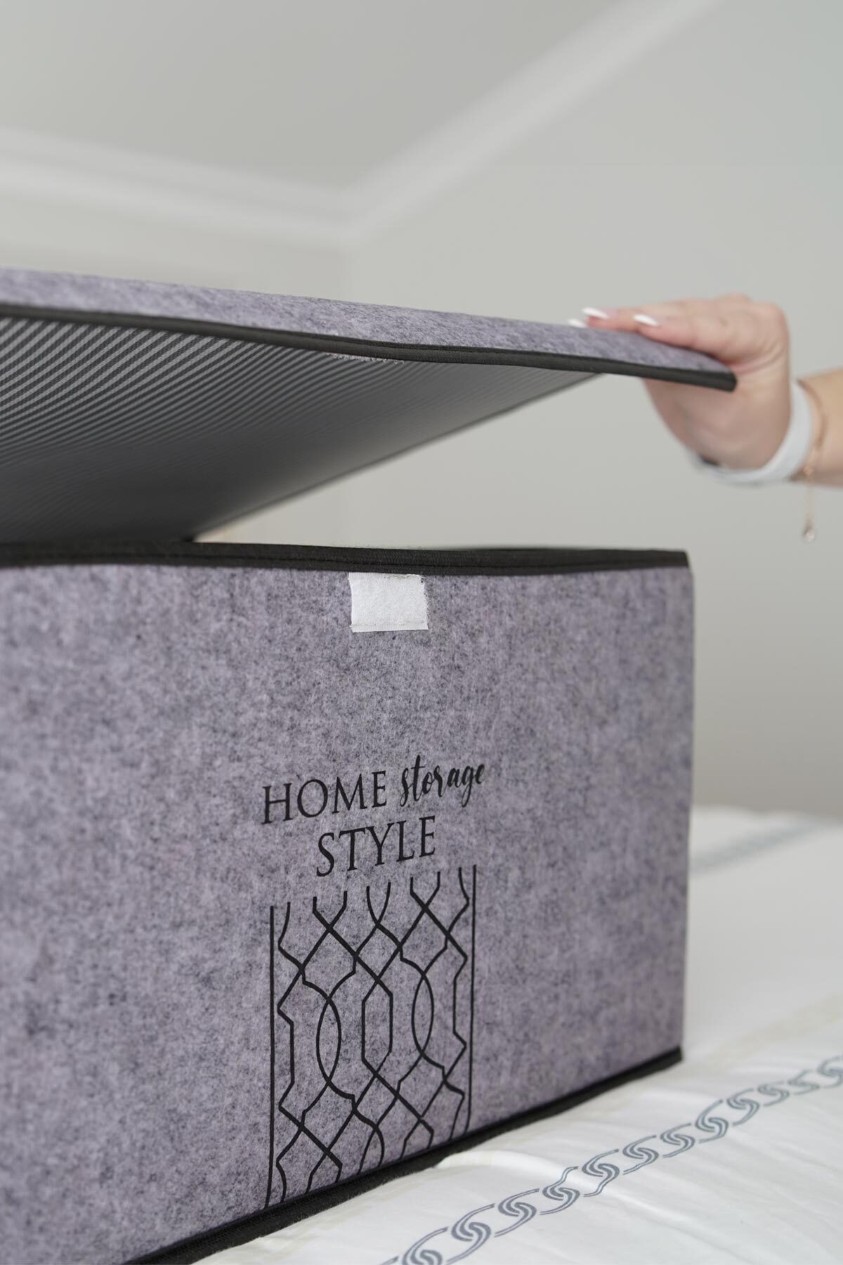 5 Adet Keçe Kapaklı Düzenleyici Maxi Kutu Hurç GRİ 47x37x24 4