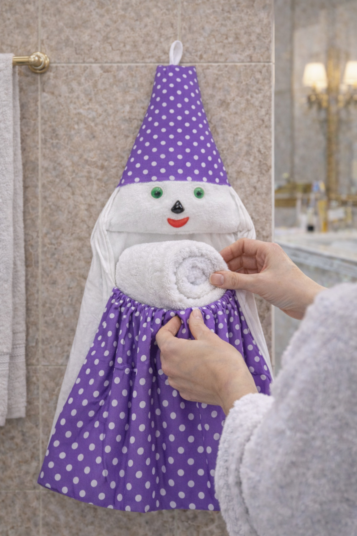 Banyo Düzenleyici Askılı Organizer Mor Dekor Poşetlik 4