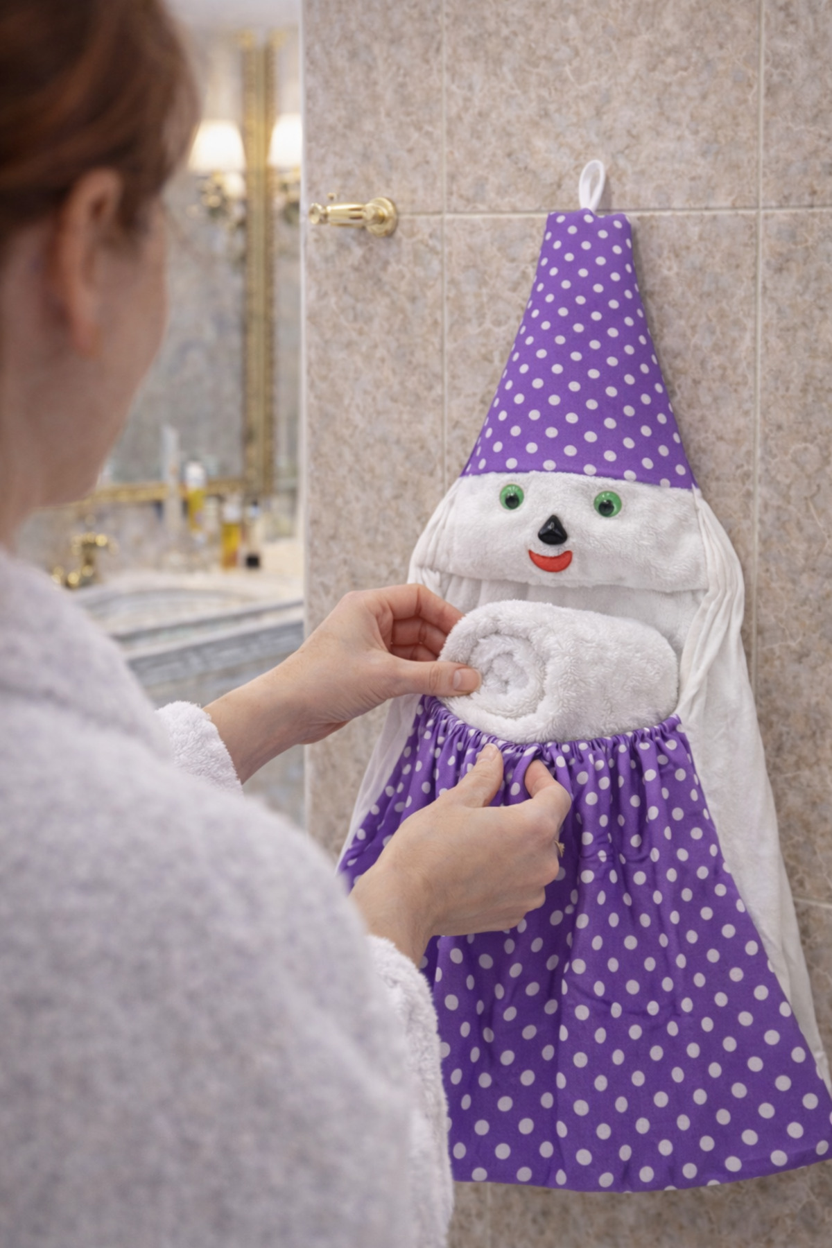 Banyo Düzenleyici Askılı Organizer Mor Dekor Poşetlik 5