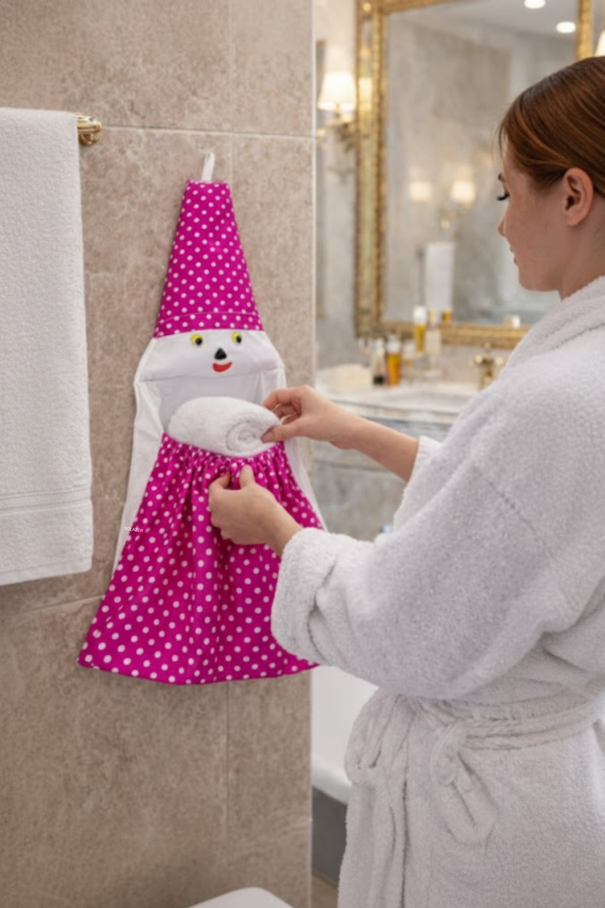 Banyo Düzenleyici Askılı Organizer Pembe Dekor Poşetlik 4