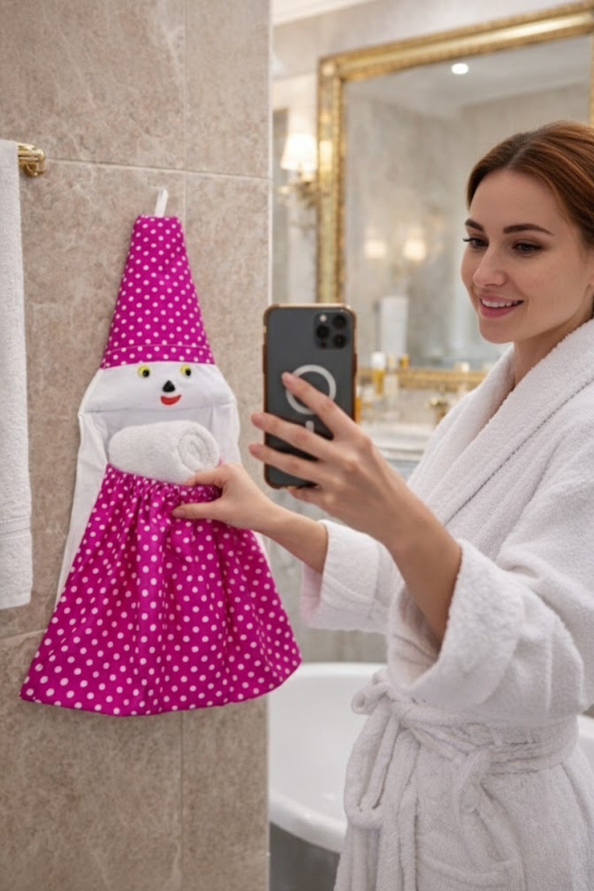 Banyo Düzenleyici Askılı Organizer Pembe Dekor Poşetlik 3