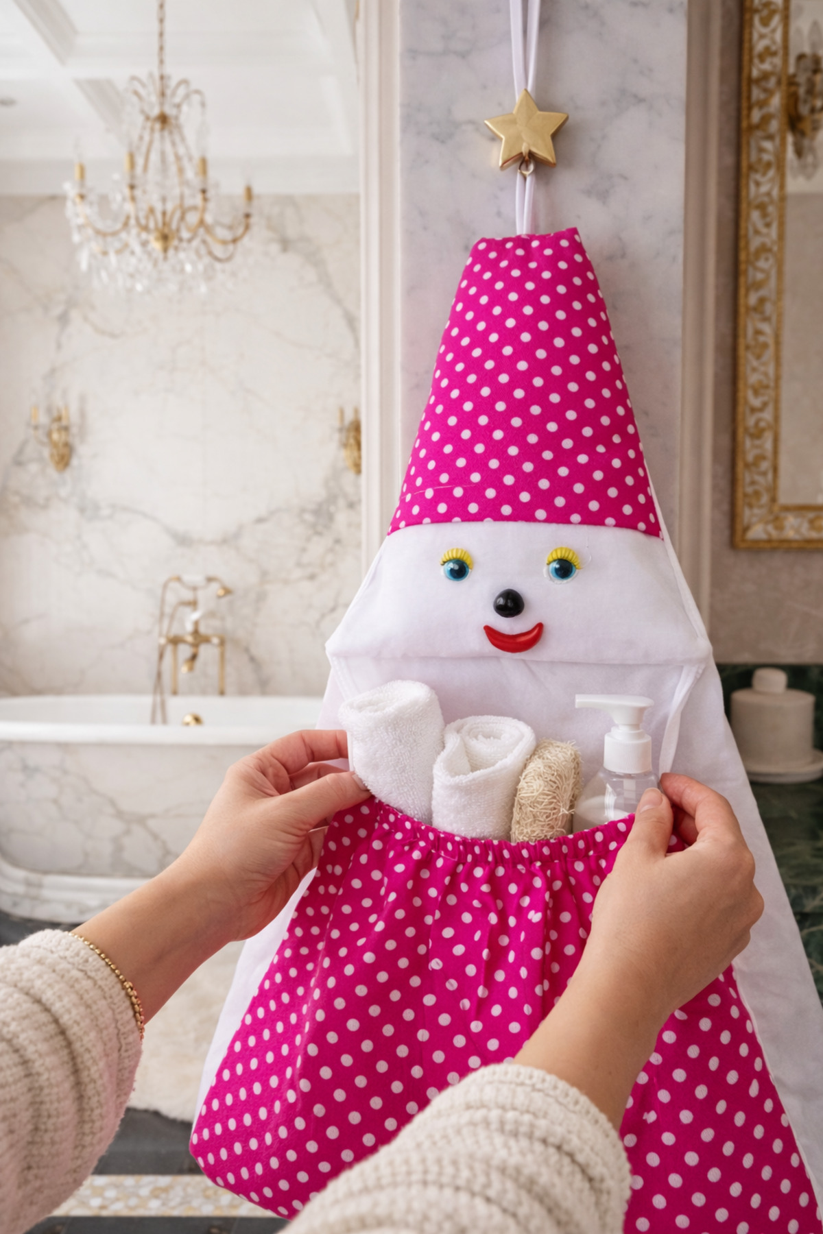 Banyo Dolabı Düzenleyici Trend Organizer Pembe Poşetlik 5