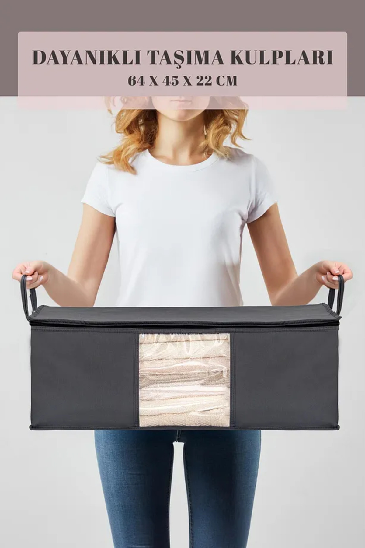3 Adet Pencereli Düzenleyici Organizer Hurç Seti 64x45x22 Antrasit 7