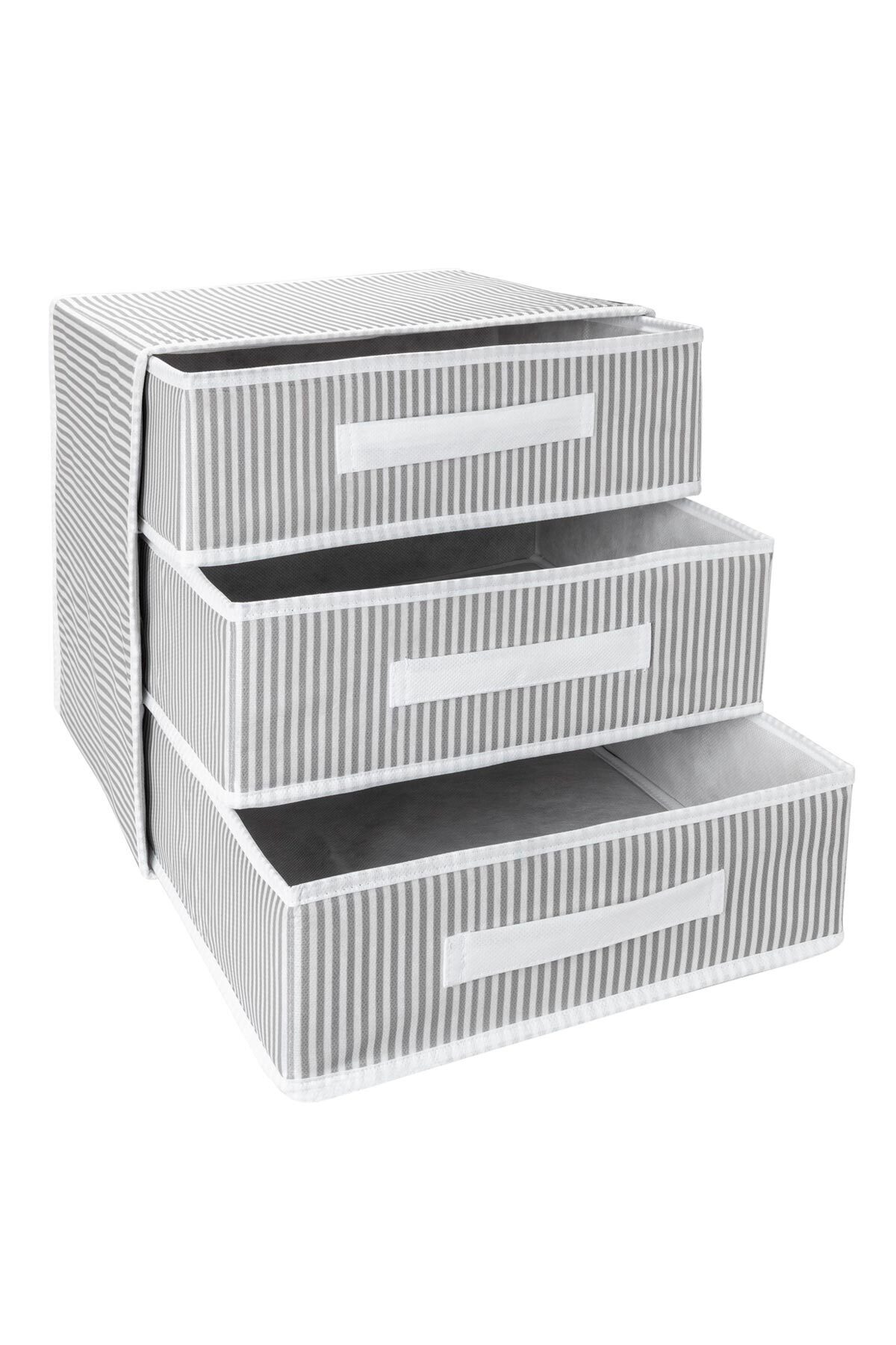 Üç Bölmeli Çekmeceli Organizer-çok Amaçlı Çekmece-çorap&iç Çamaşır, Bebek Eşyaları Vb. Organizeri GRİ 3