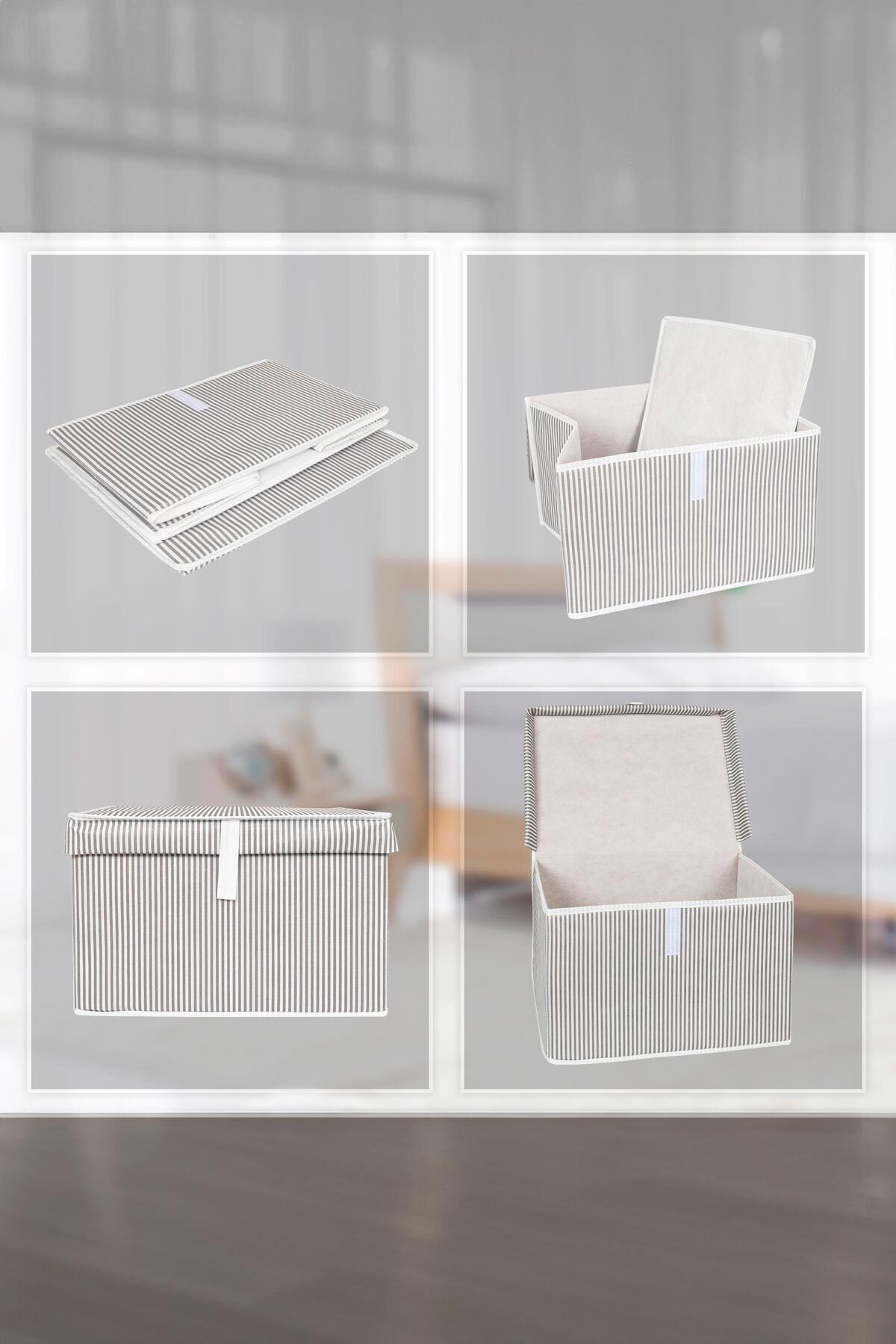 2 Adet Kapaklı Mini Çok Amaçlı Çamaşır-saklama-düzenleme Vb Hurç, Kutu Mini Gri 6