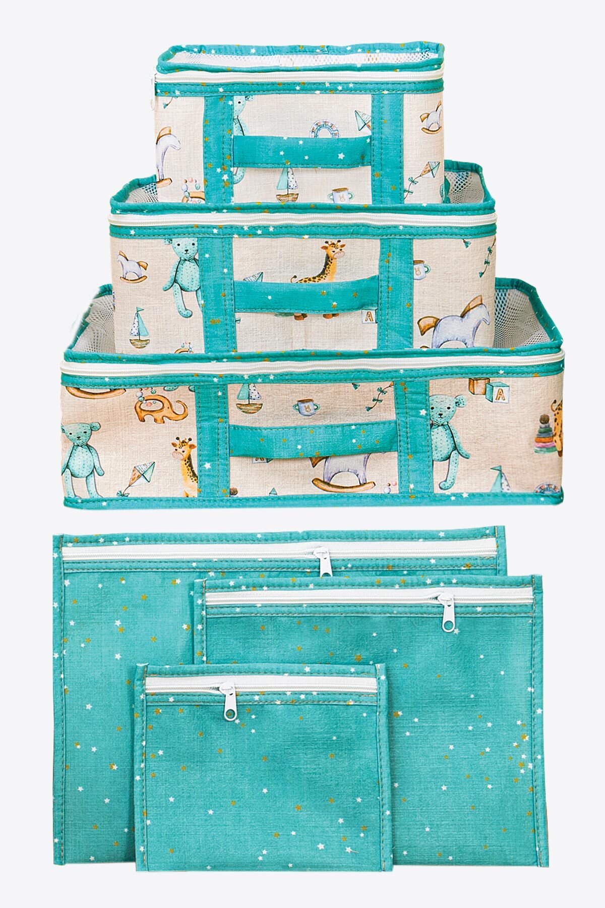 Bebek 6 Lı Seyahat Seti Hastane Çıkış Organizer Çanta Düzenleyici Pembe 6