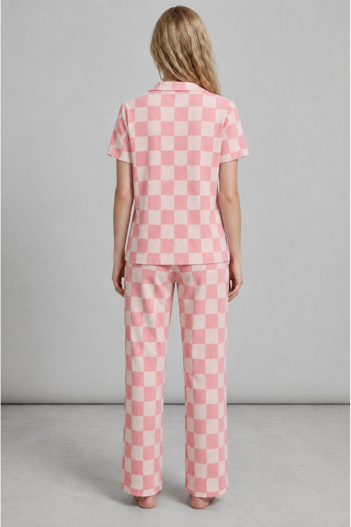 Kadın Kısa Kollu Rahat Pembe Pijama Takımı 4727 4