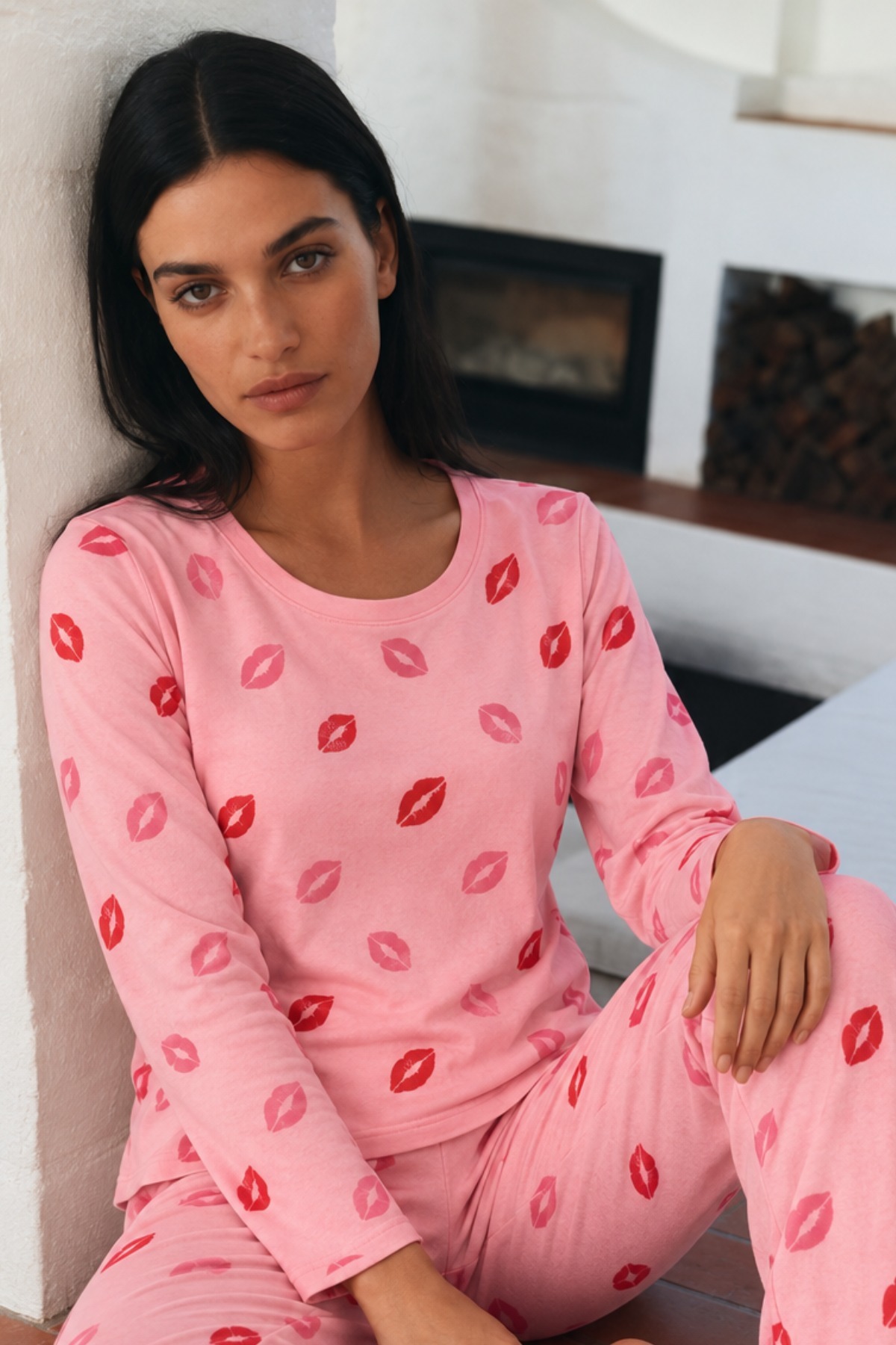 Kadın Şık Esnek Pembe Pijama Takımı 3