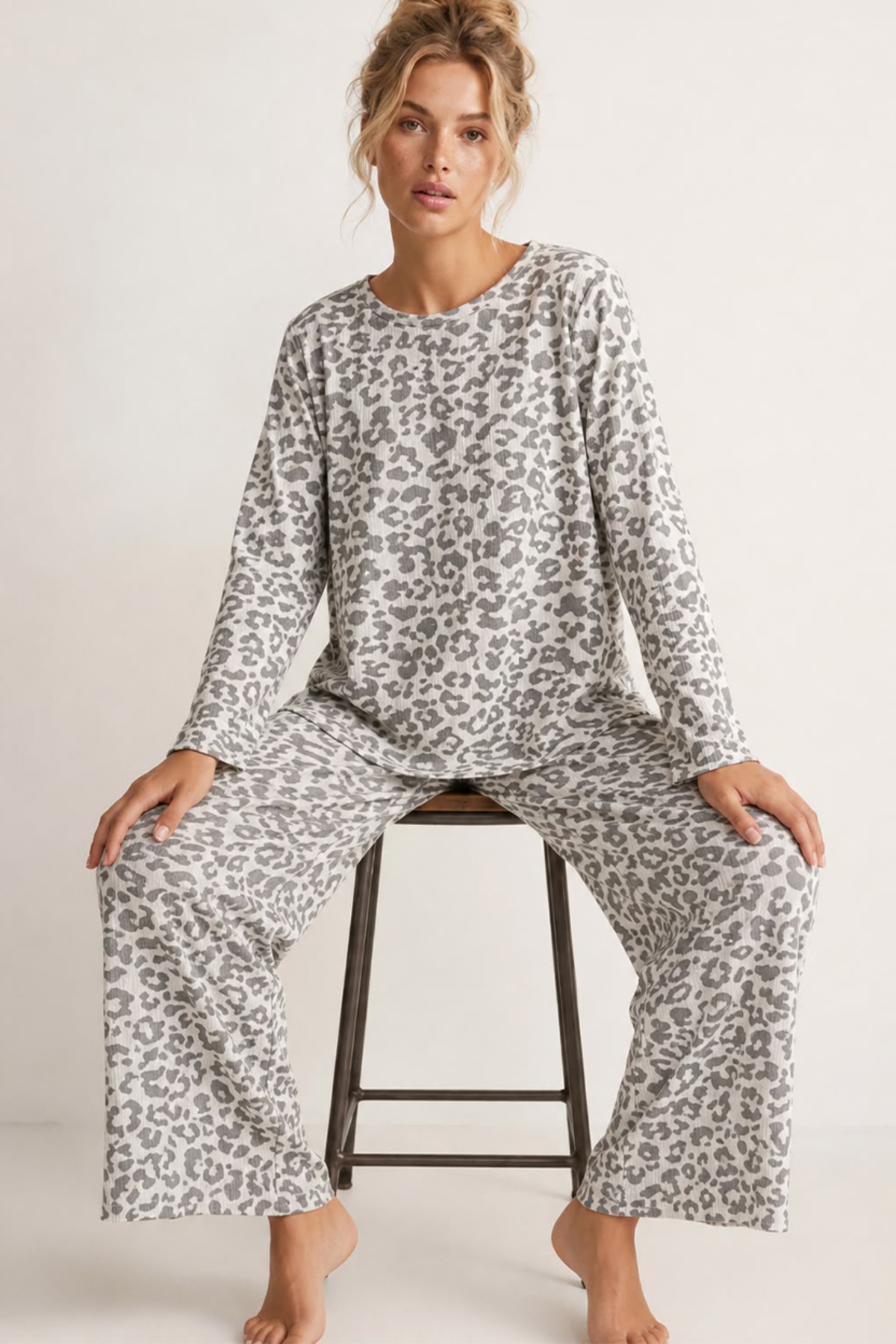 Kadın Comfort Esnek Gri Pijama Takımı 4763 3