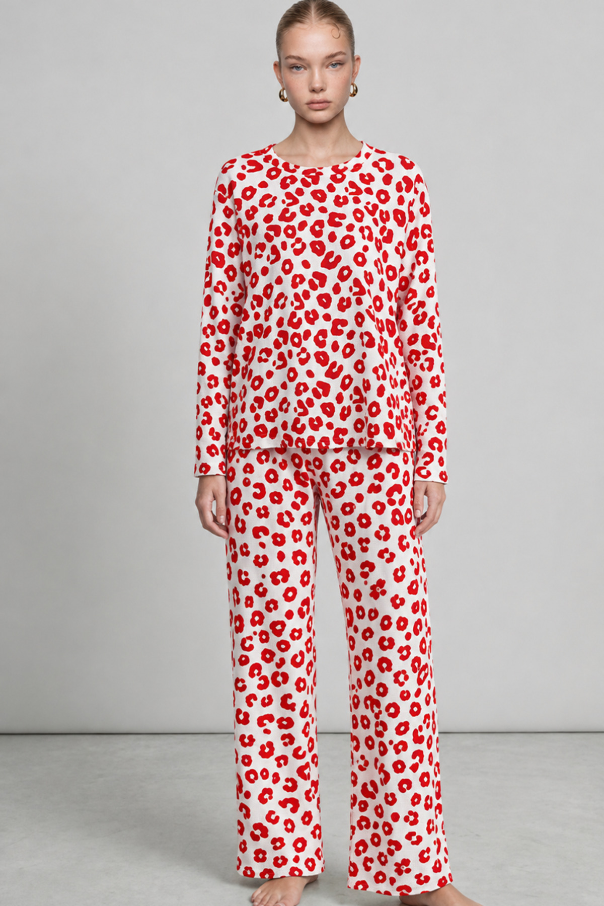 Kadın Comfort Esnek Kırmızı Pijama Takımı 4686 3