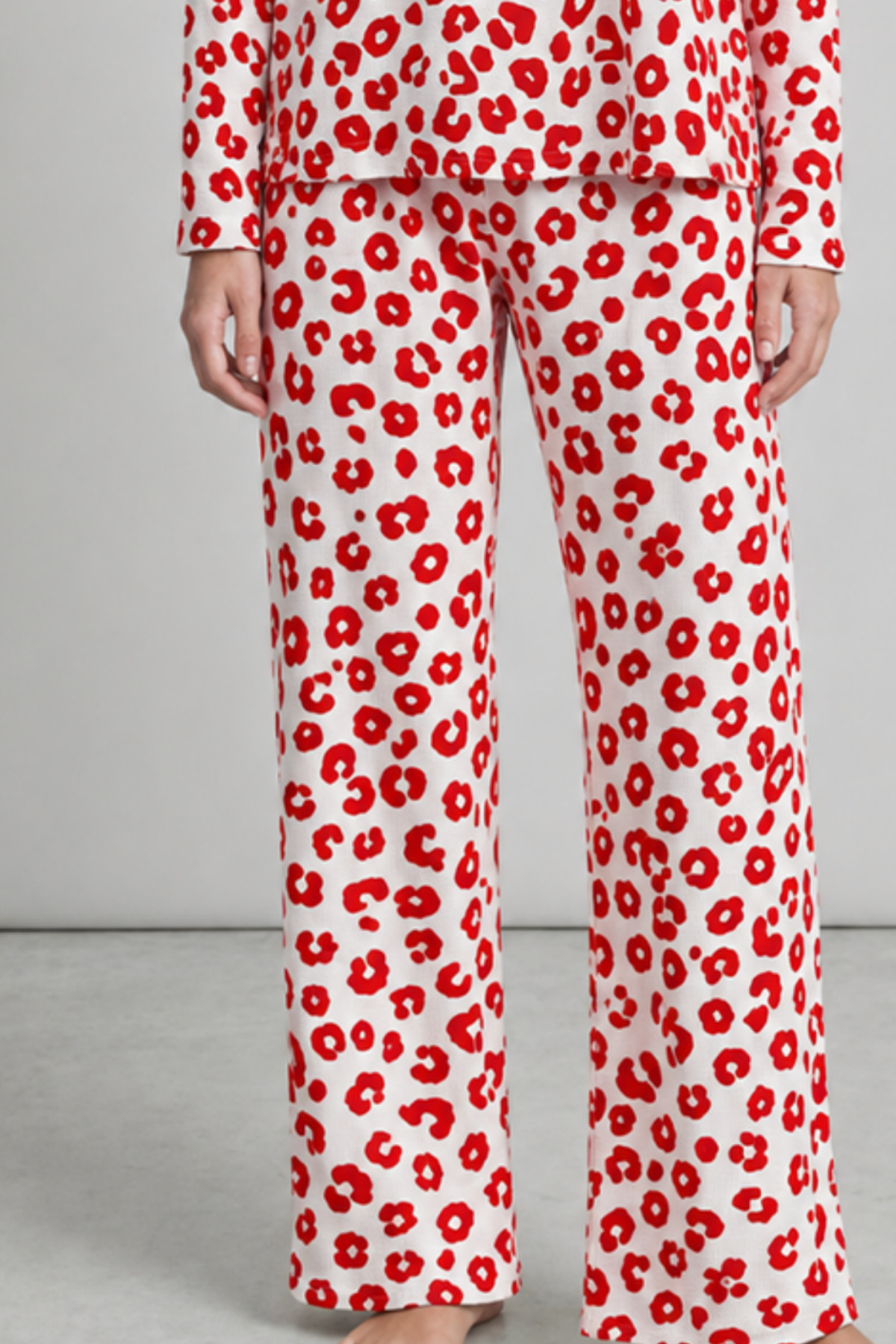 Kadın Comfort Esnek Kırmızı Pijama Takımı 4686 5