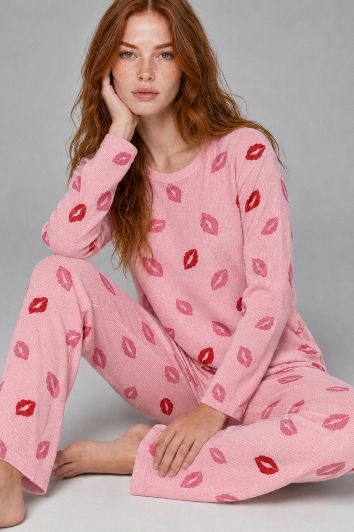 Kadın Comfort Esnek Pembe Pijama Takımı 4688 3
