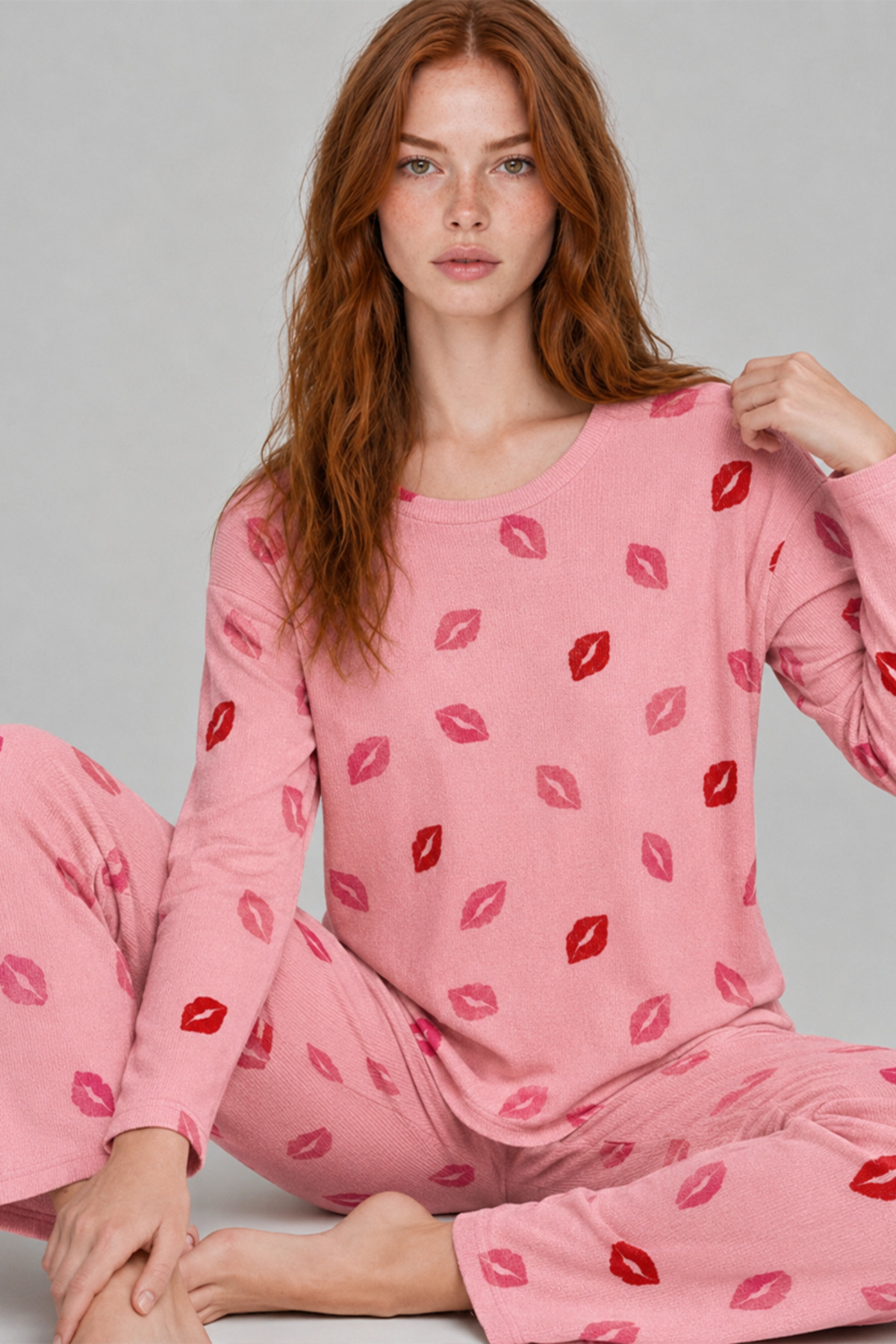 Kadın Comfort Esnek Pembe Pijama Takımı 4688 4