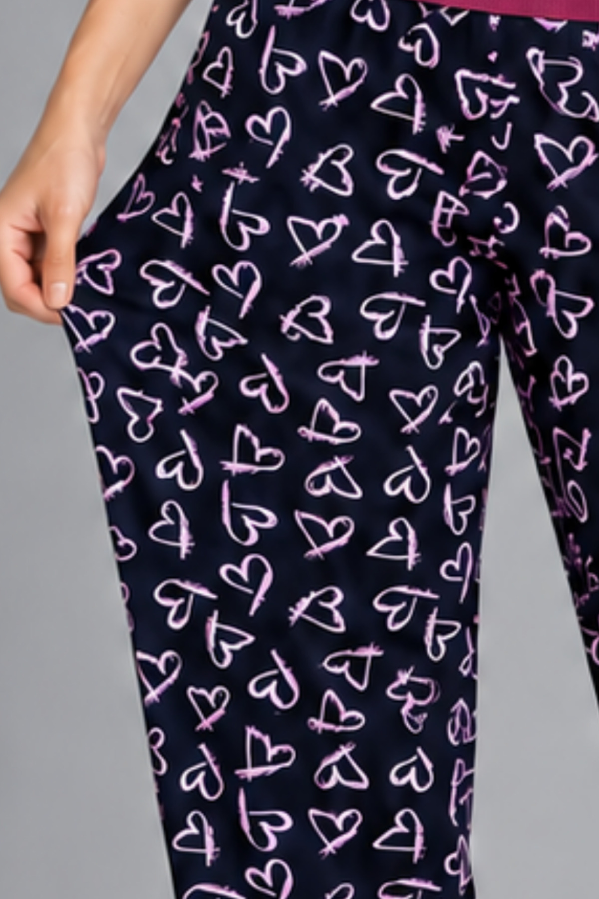 Kadın Çizgili Bluz Desenli Askılı Bordo Pijama Takımı 5