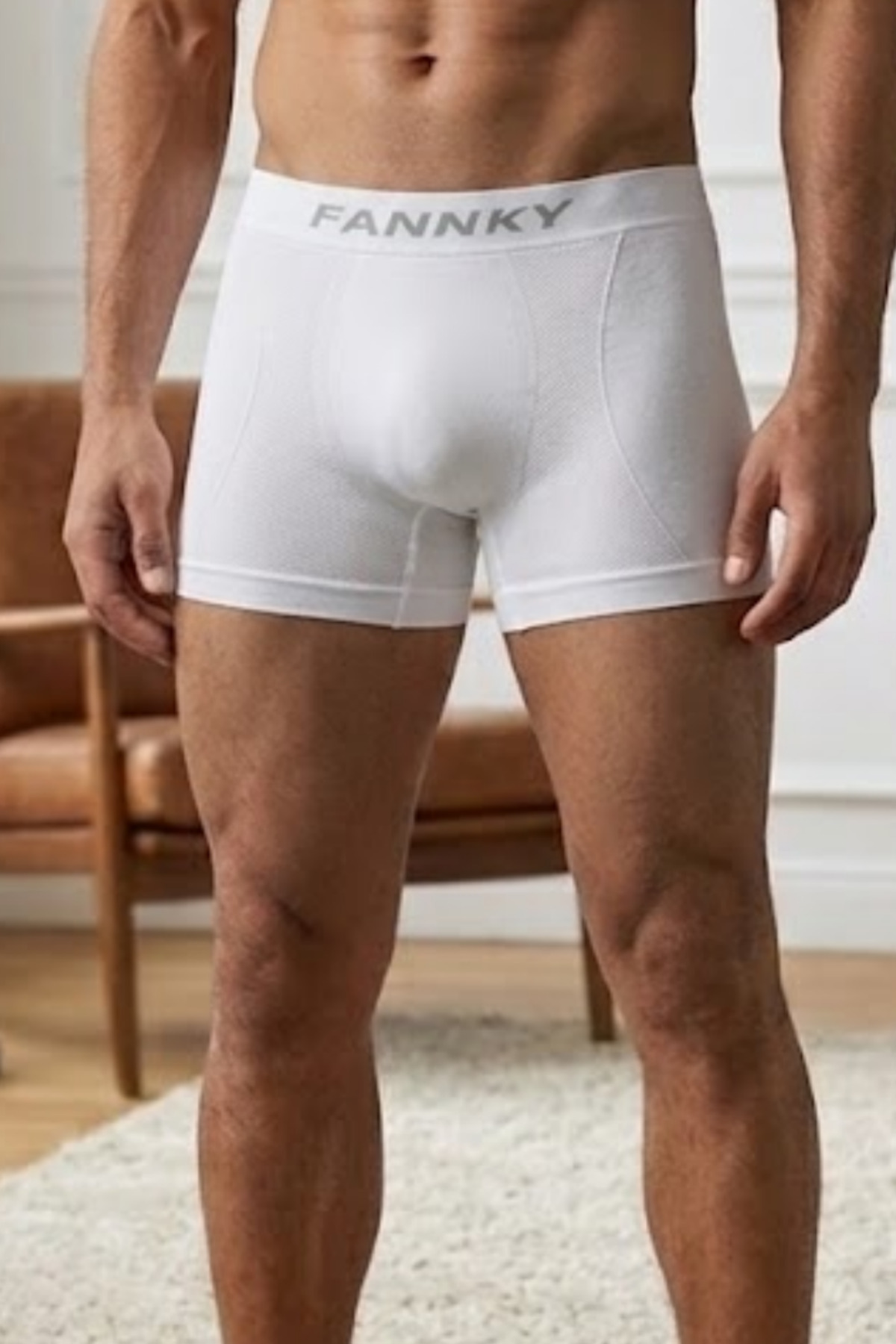 Erkek Rahat Esnek Seamless 2 Li Beyaz Boxer 3