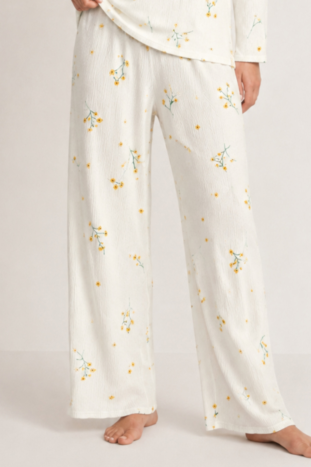 Kadın Desenli Uzun Kollu Ekru Pijama Takımı 4722 6