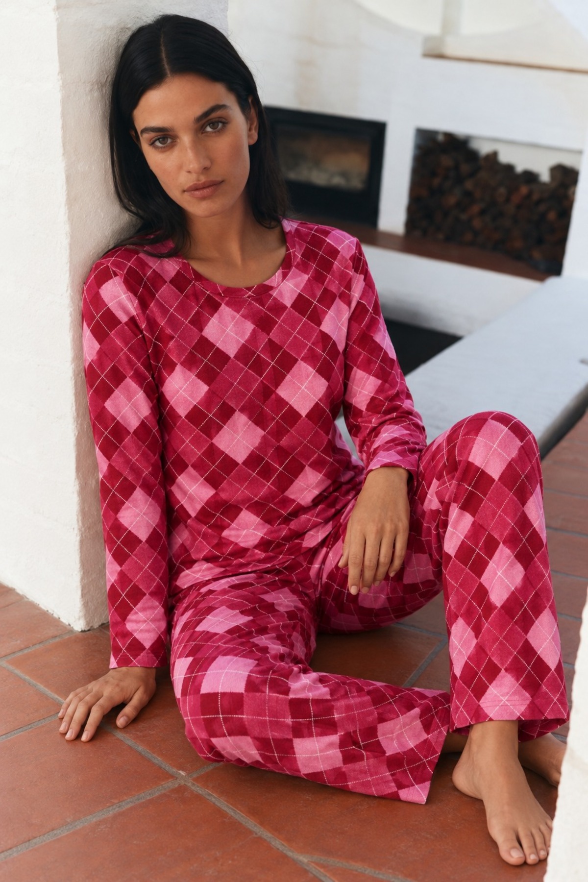 Kadın Çizgili Regular Şık Kırmızı Pijama Takımı 3
