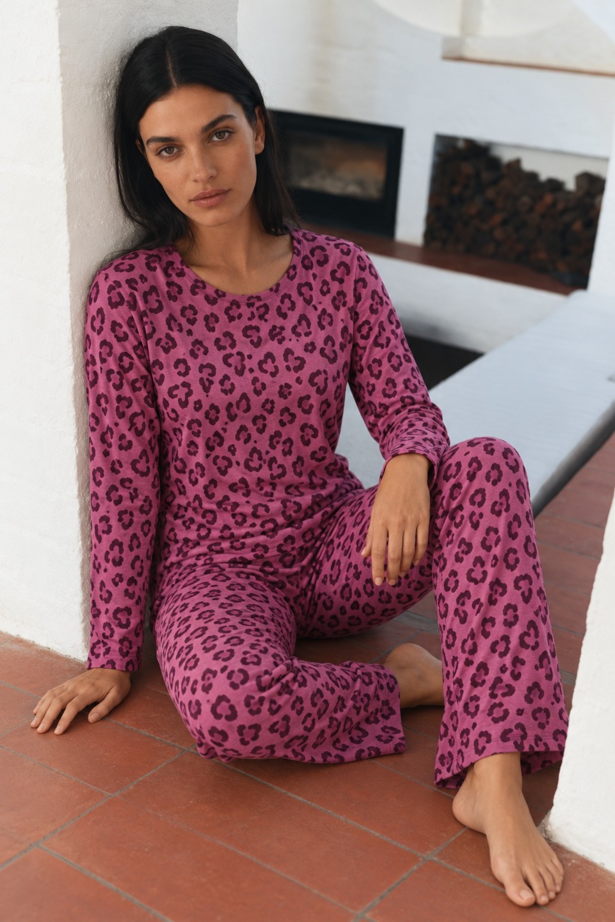Kadın Çizgili Regular Şık Lila Pijama Takımı 3