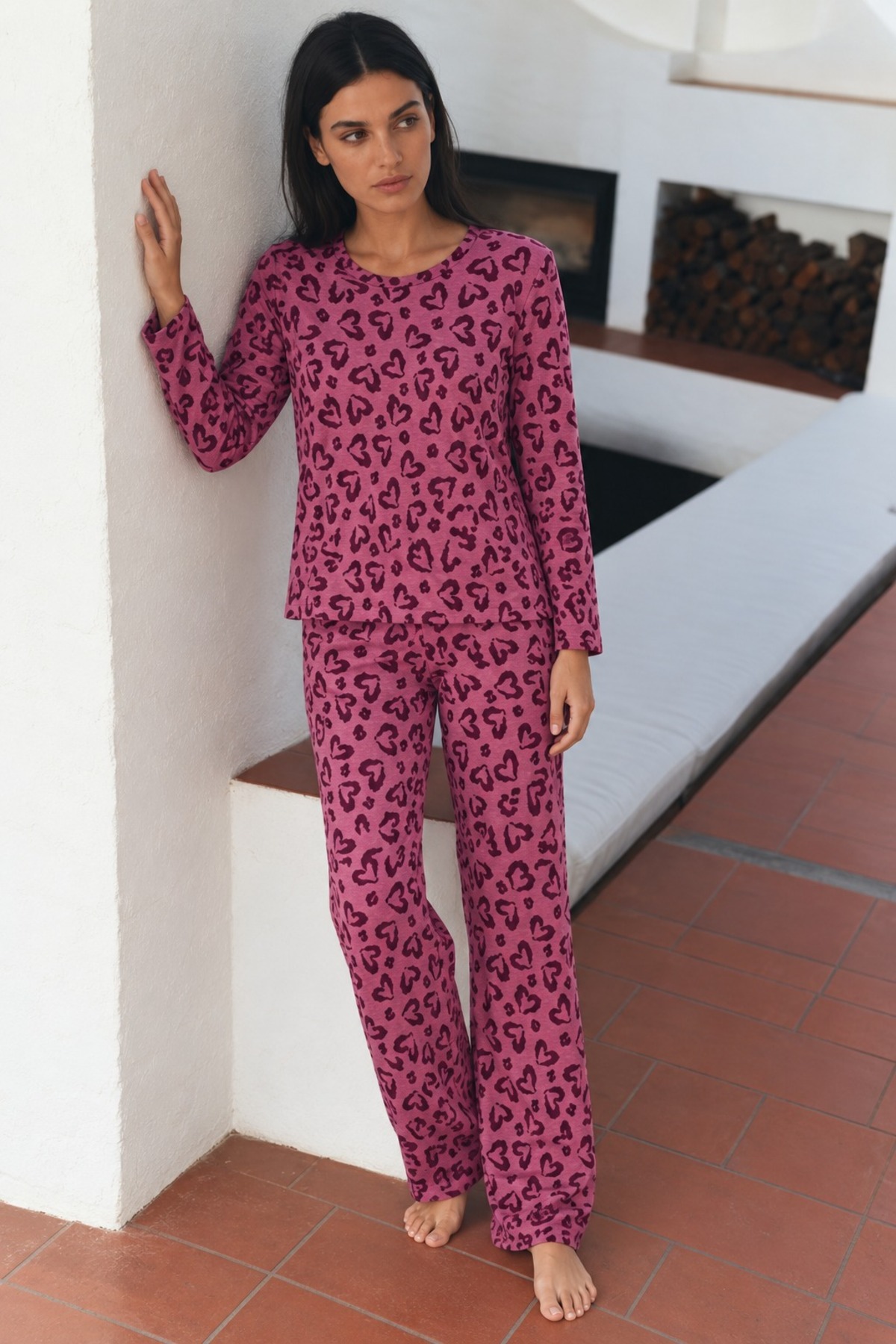 Kadın Çizgili Regular Şık Lila Pijama Takımı 5