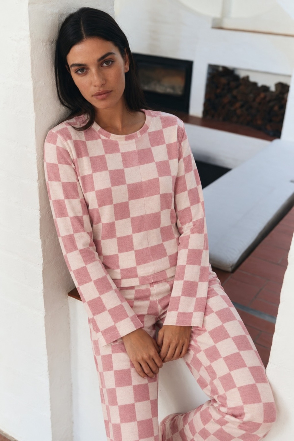 Kadın Çizgili Regular Şık Pembe Pijama Takımı 6