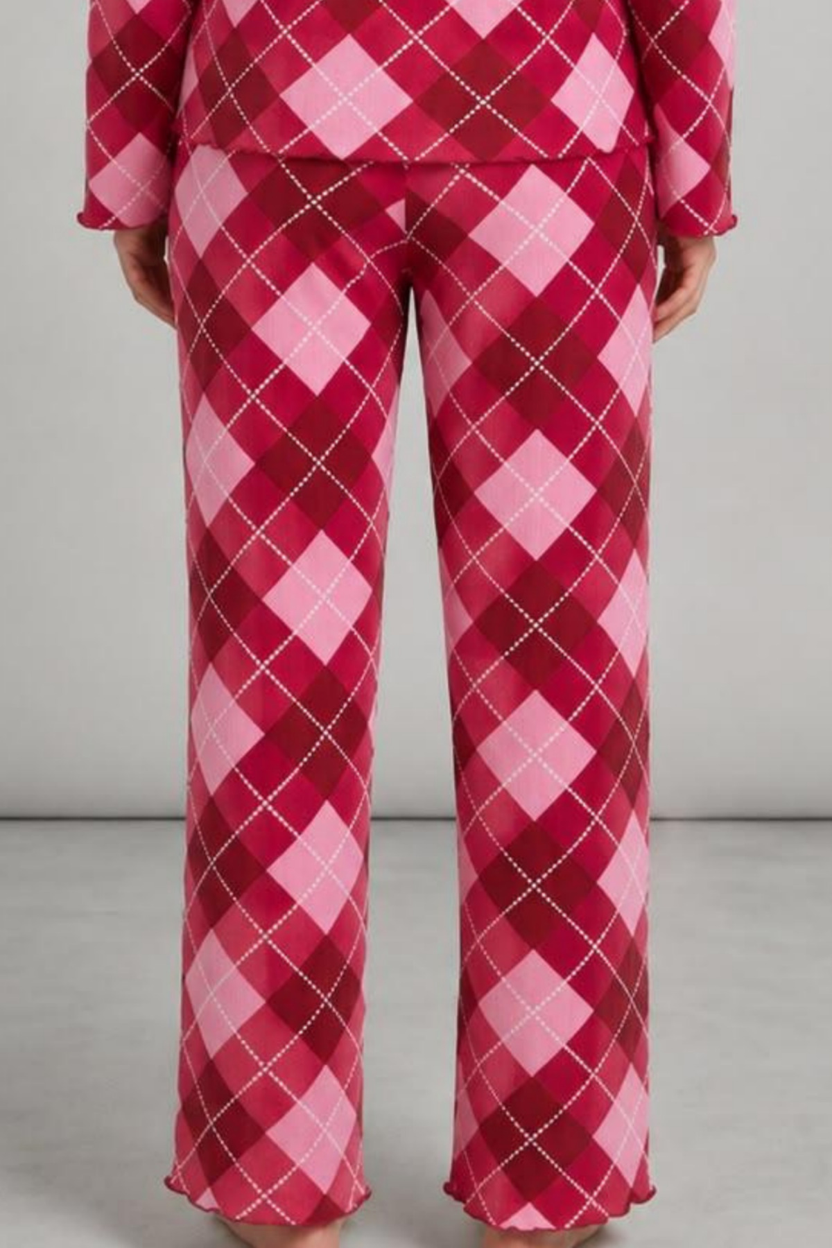 Kadın Çizgili Regular Fit Kırmızı Pijama Takımı 4766 6