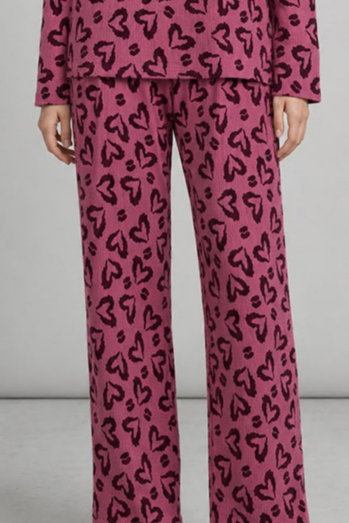 Kadın Çizgili Regular Fit Lila Pijama Takımı 4764 6
