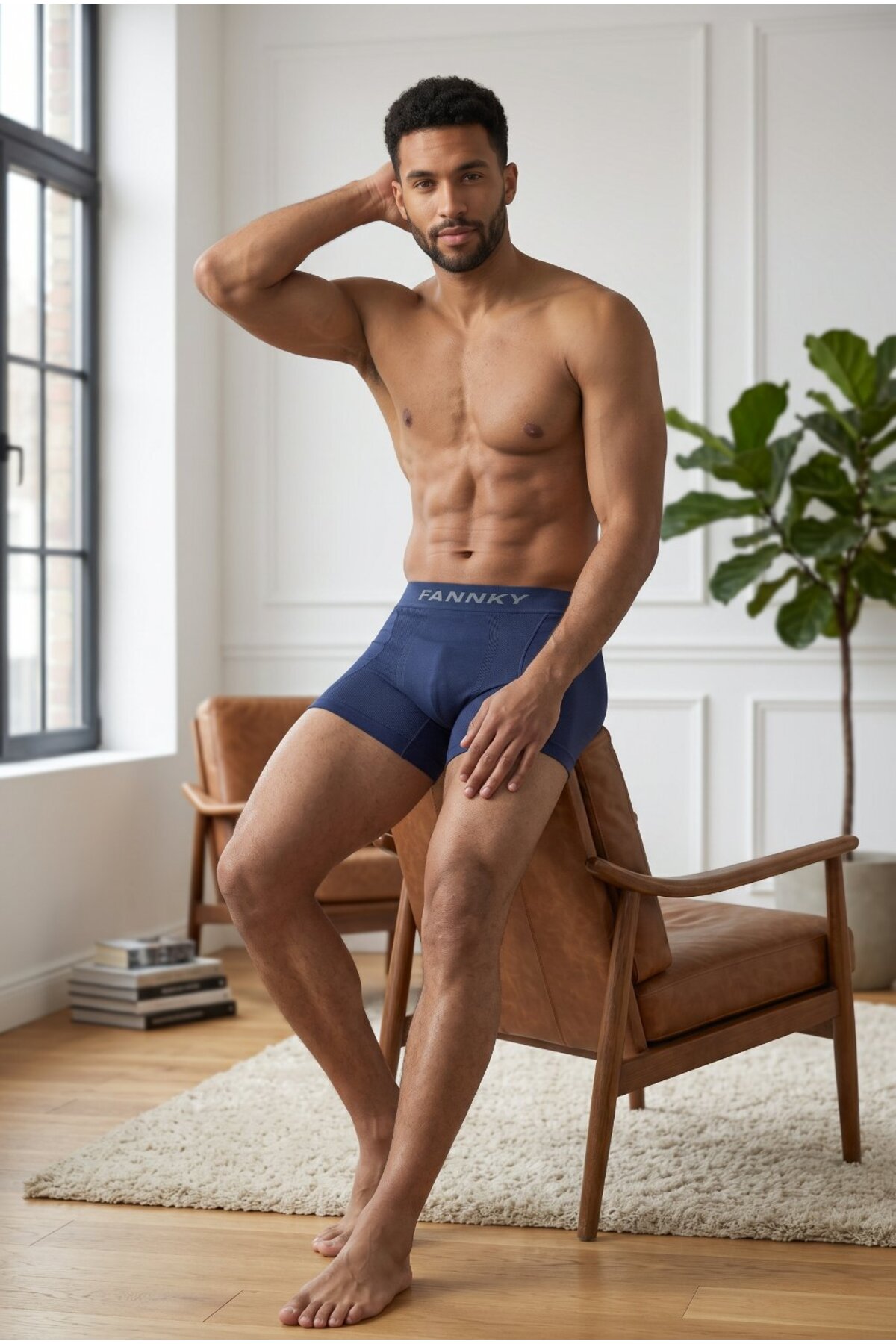 Erkek Rahat Esnek Seamless 3 Lü Boxer Kahverengi 6