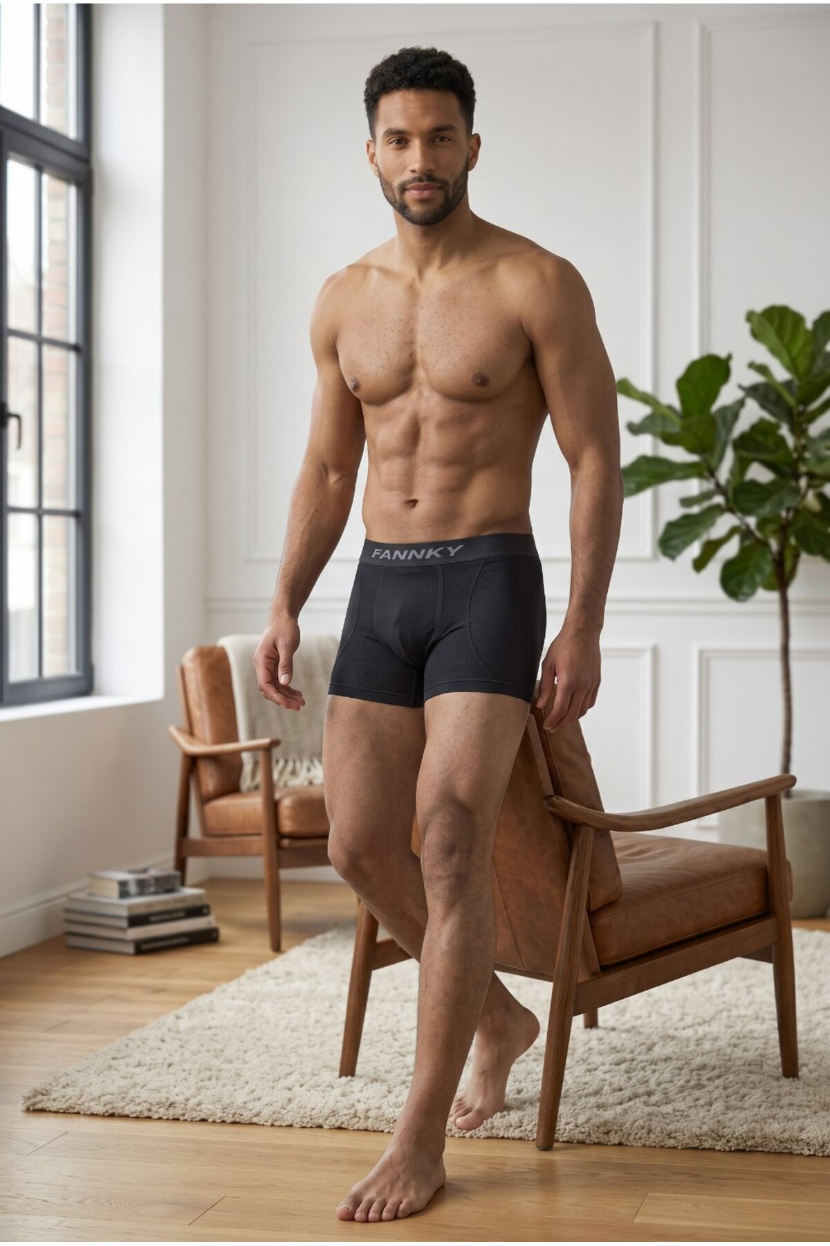 Erkek Rahat Esnek Seamless 3 Lü Siyah Boxer 6