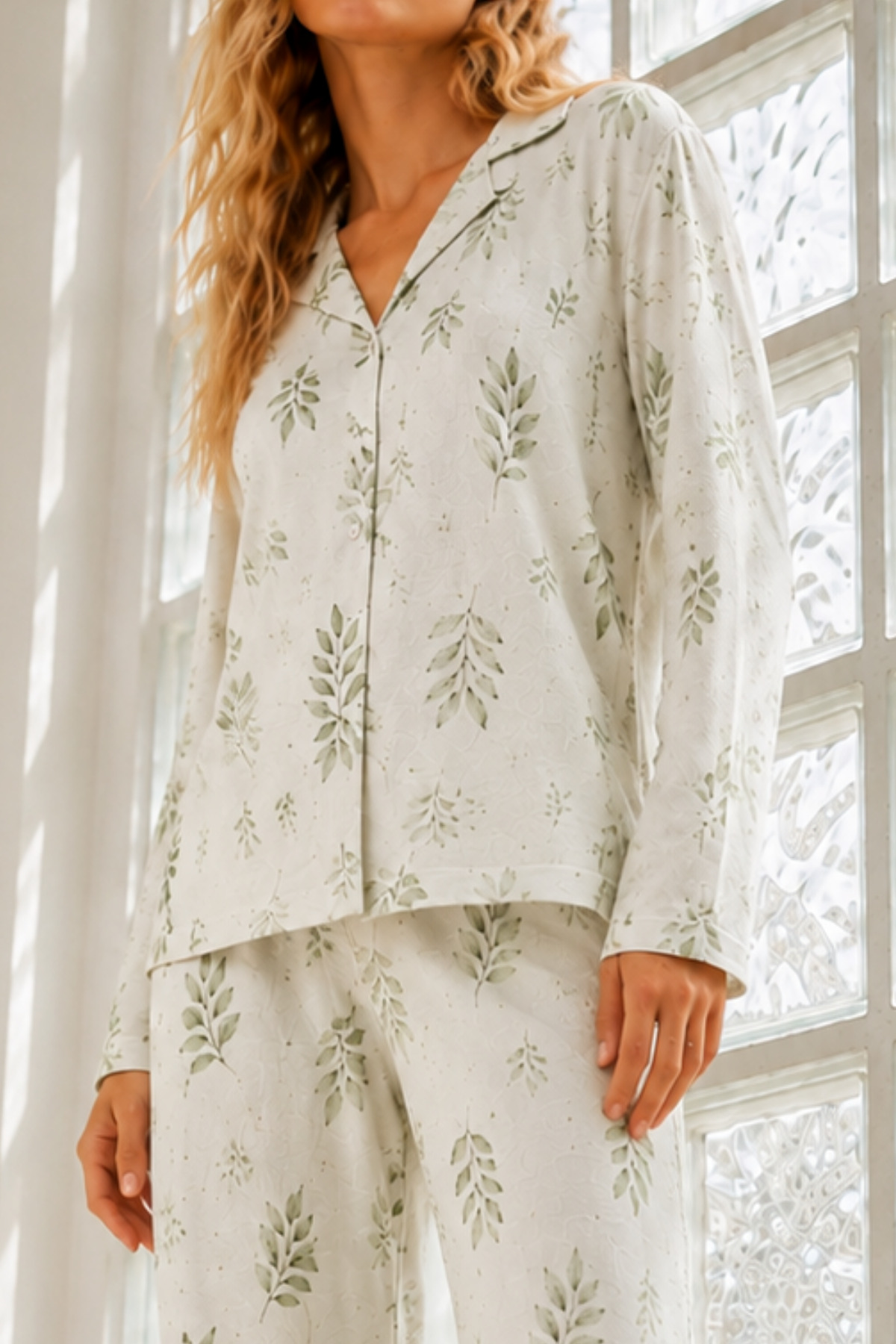 Kadın Regular Bürümcük Çağla Yeşili Pijama Takımı 3