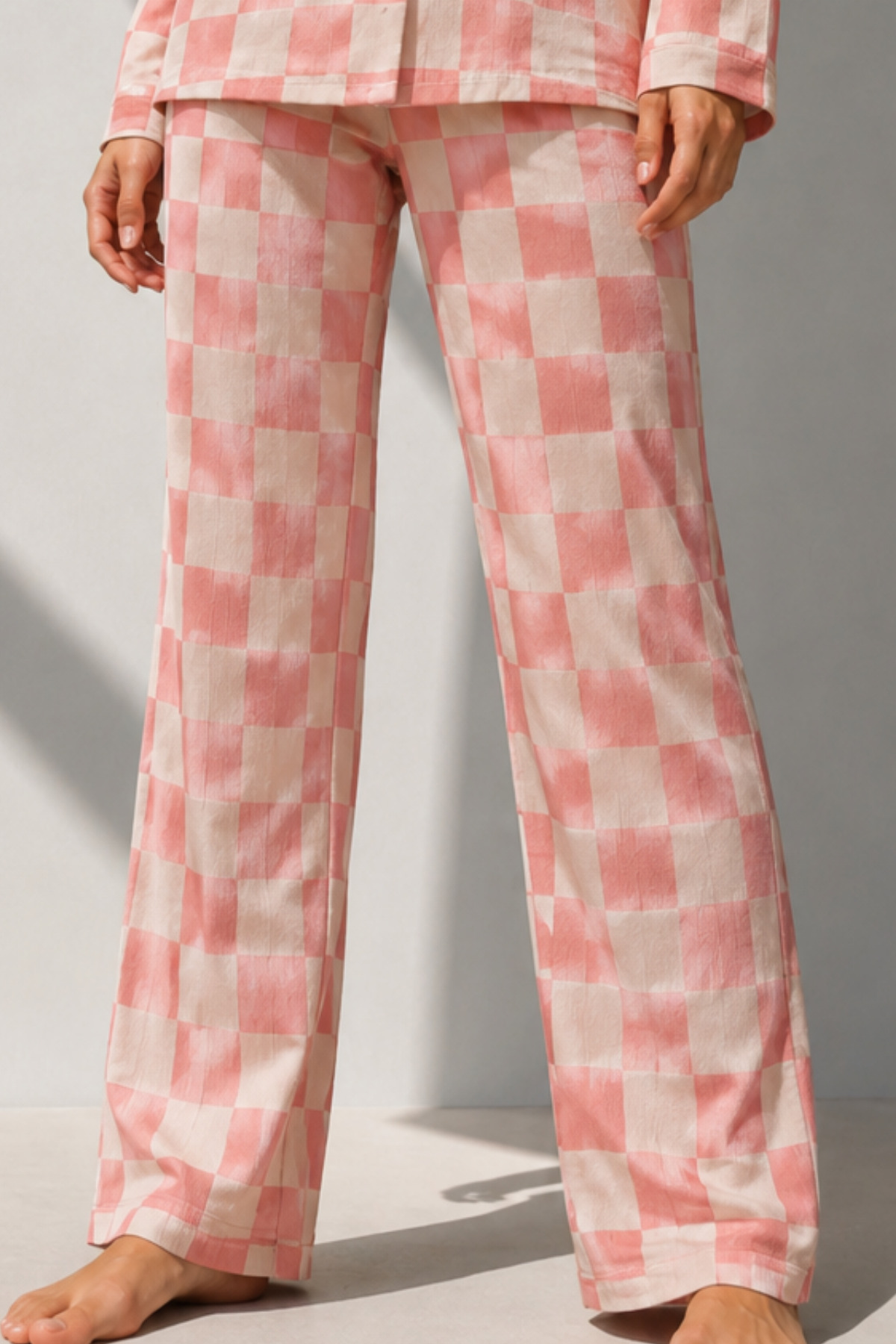 Kadın Uzun Kol Pamuklu Pembe Pijama Takımı 4