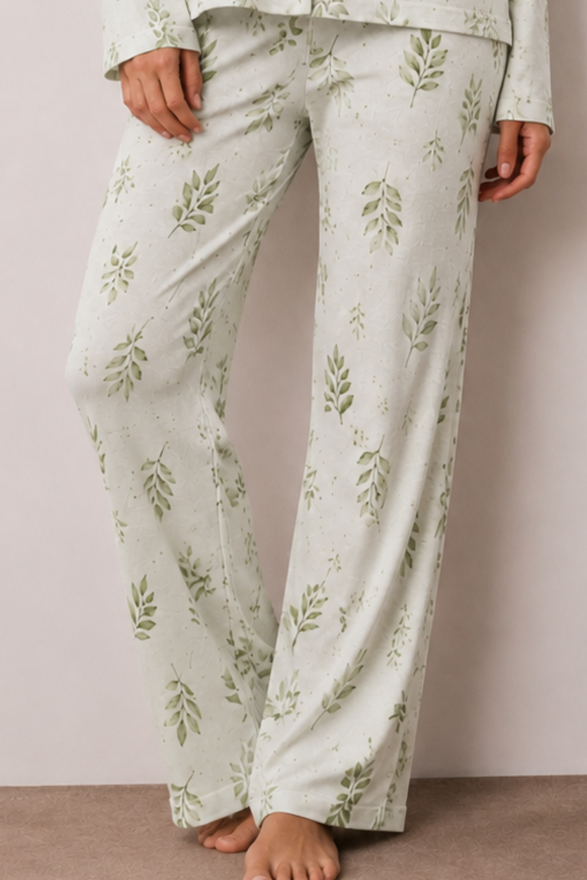 Kadın Düğmeli Kışlık Ev Çağla Yeşili Pijama Takımı 4